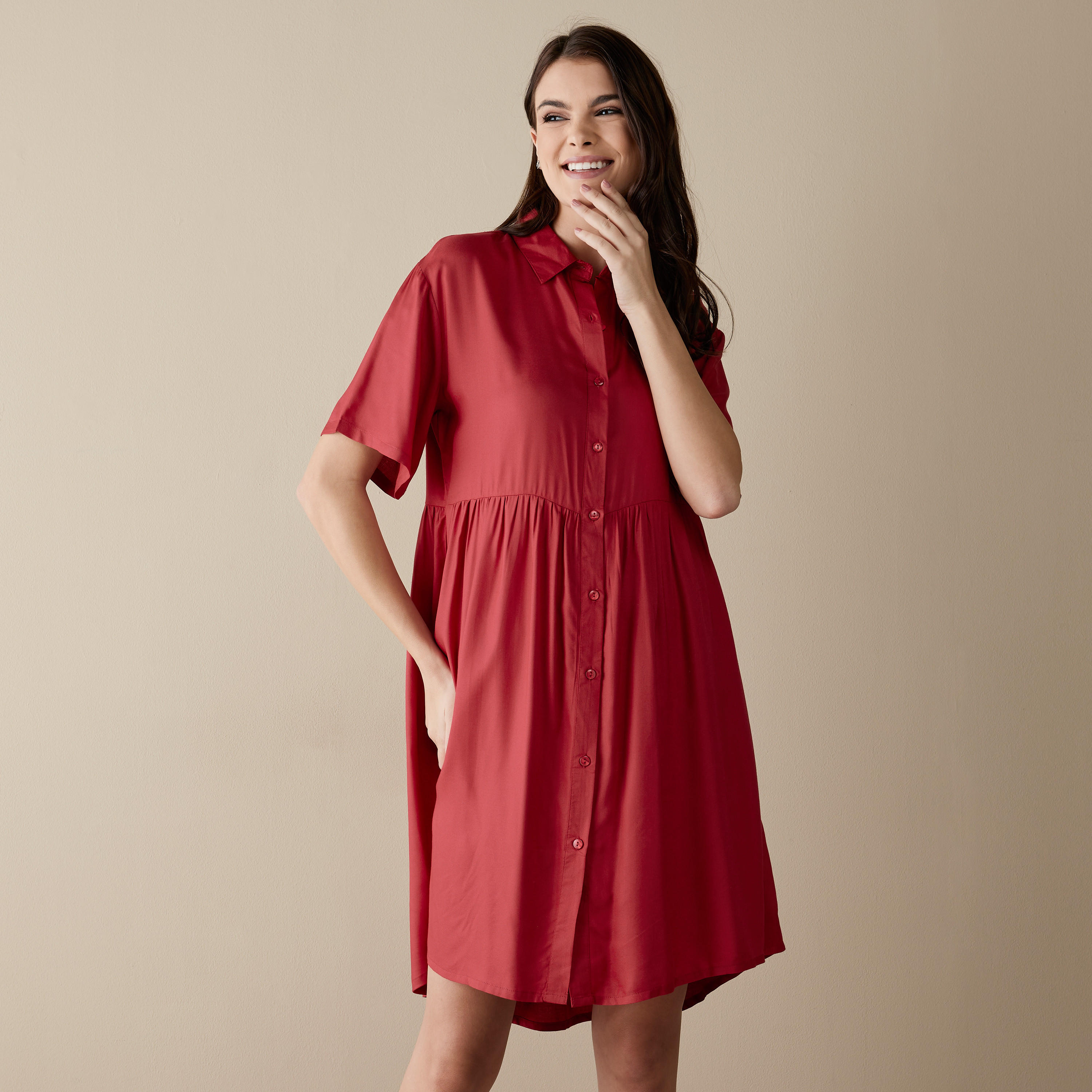 قميص نوم بياقة - طقم قطعتين-women-clothing-nightwear-nighties-image-2