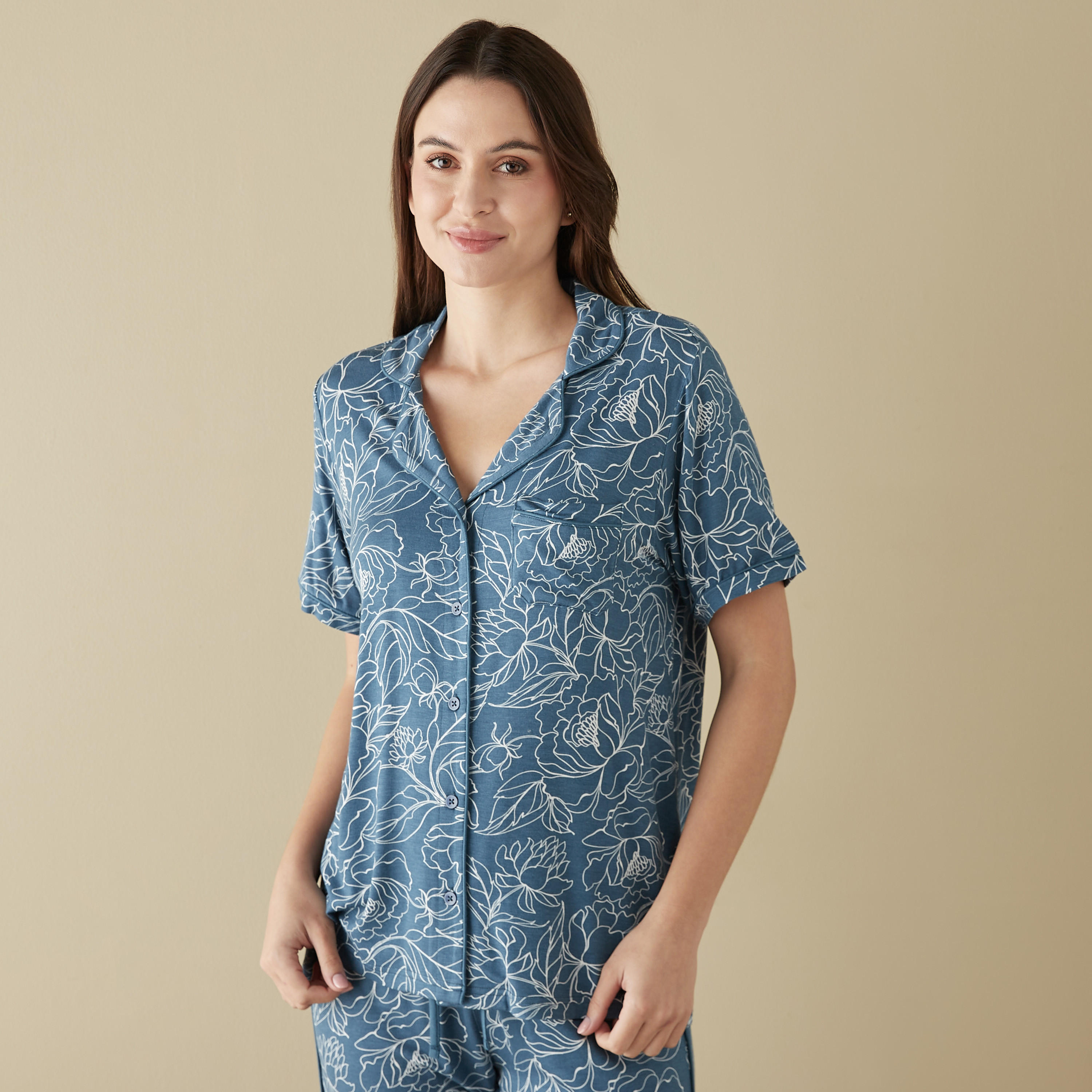 طقم بنطلون بيجاما وقميص بطبعات-women-clothing-nightwear-pyjamas-longsets-image-7