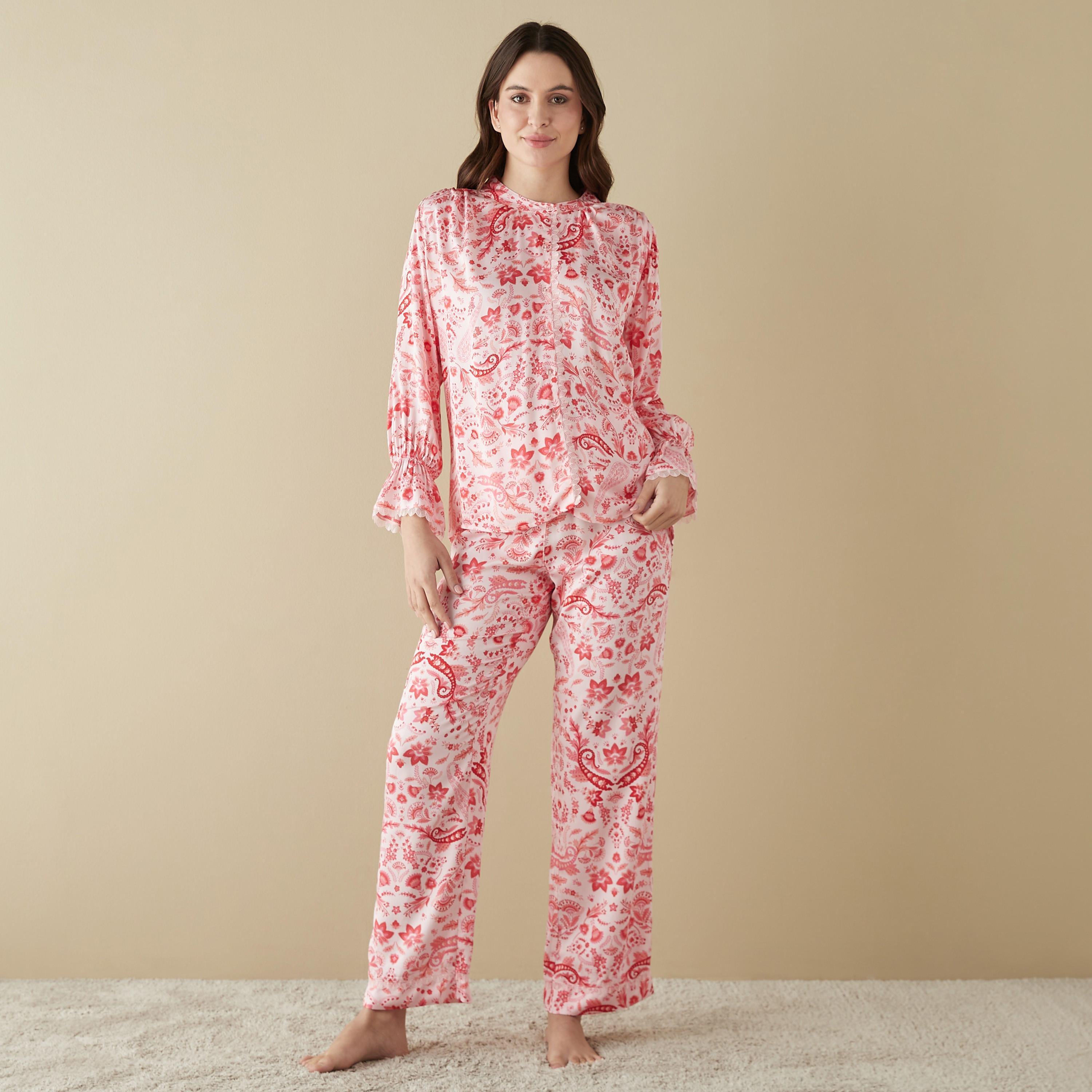 All-Over Print Shirt and Pyjama Set-women-clothing-nightwear-pyjamas-longsets-image-1