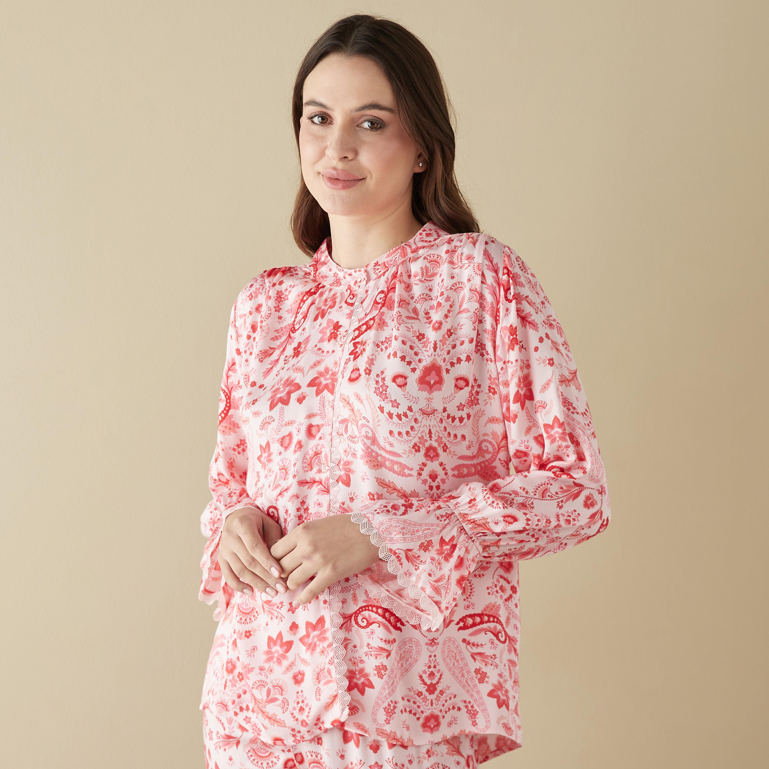 All-Over Print Shirt and Pyjama Set-women-clothing-nightwear-pyjamas-longsets-image-2