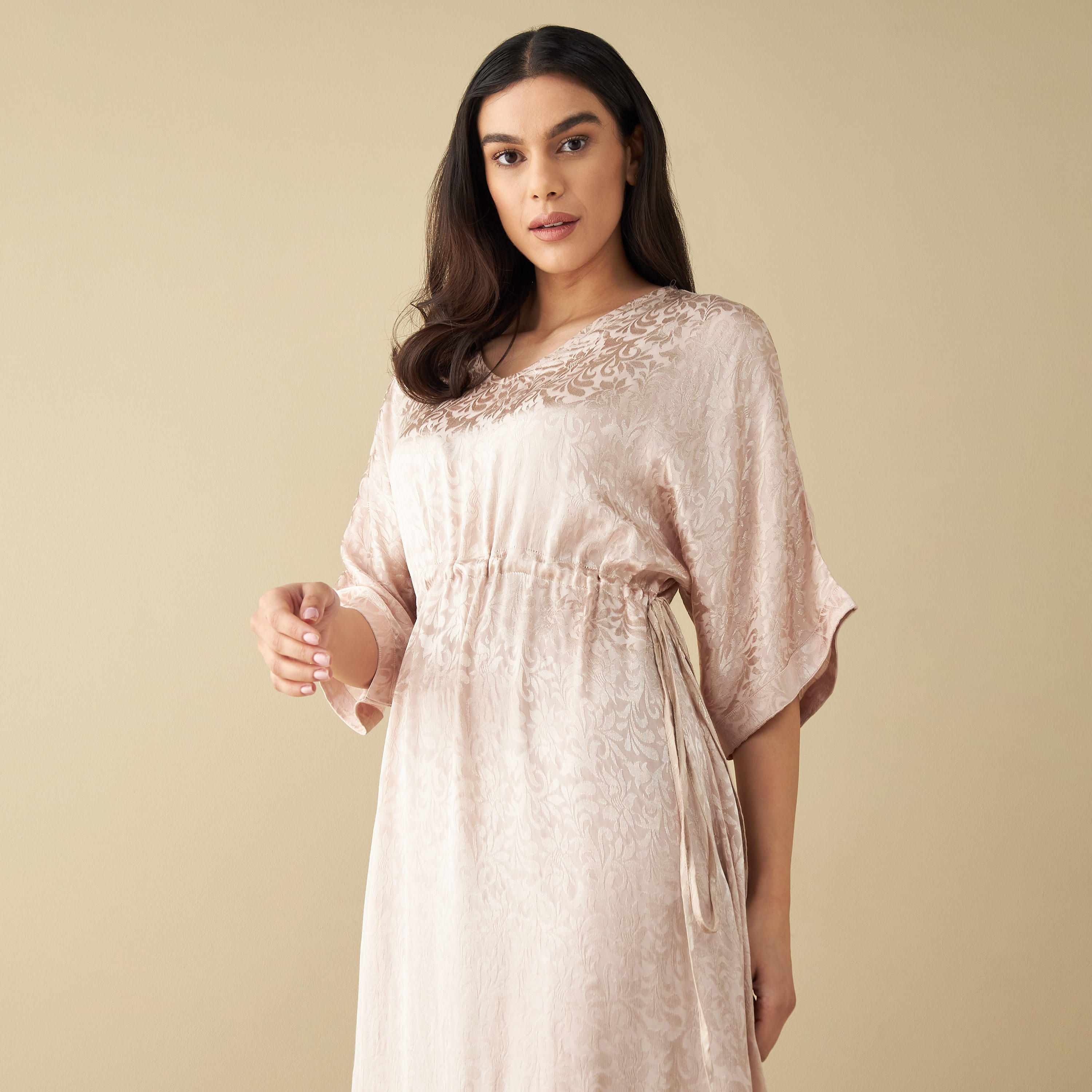 قميص نوم جاكار بارز الملمس بأربطة-women-clothing-nightwear-nighties-image-2