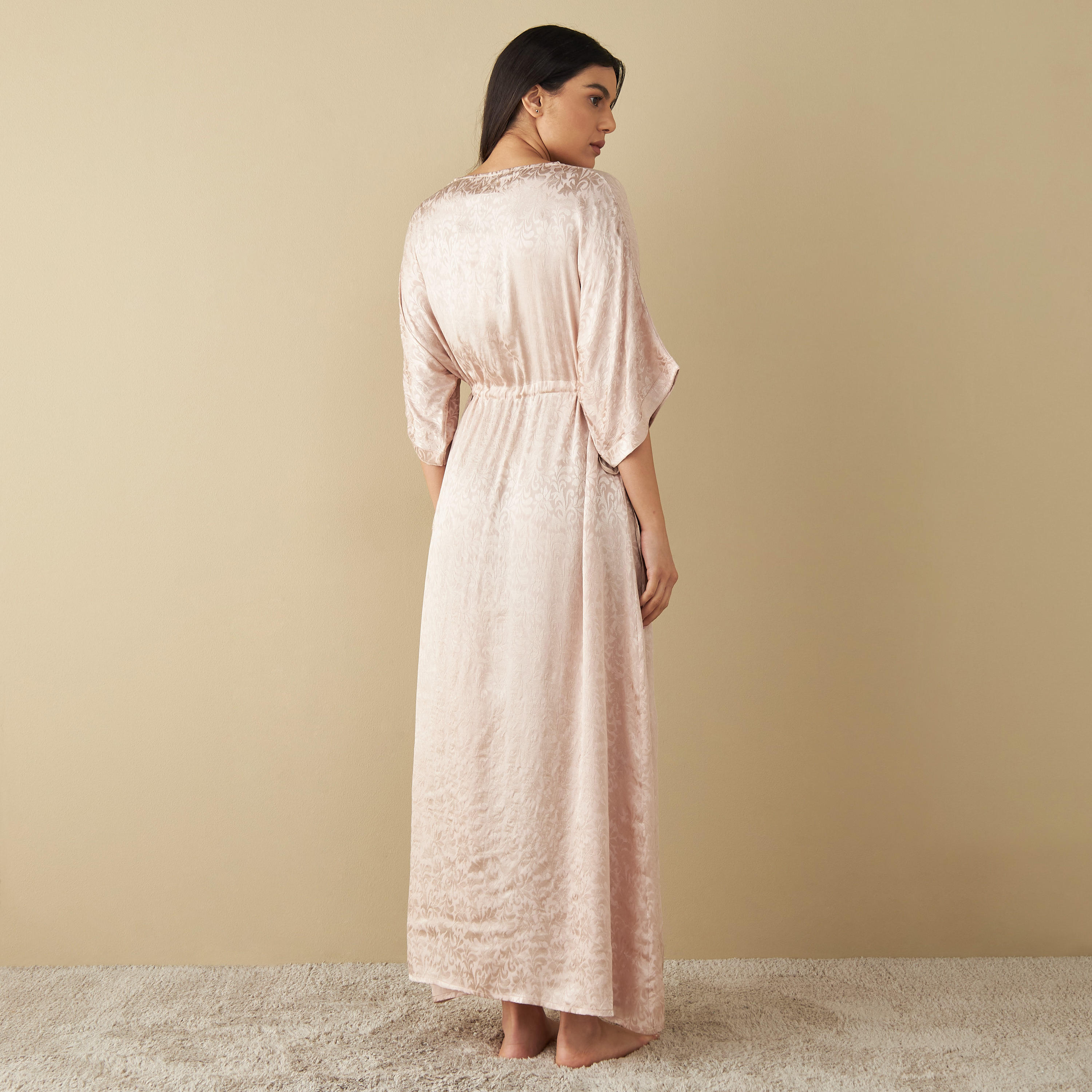 قميص نوم جاكار بارز الملمس بأربطة-women-clothing-nightwear-nighties-image-3