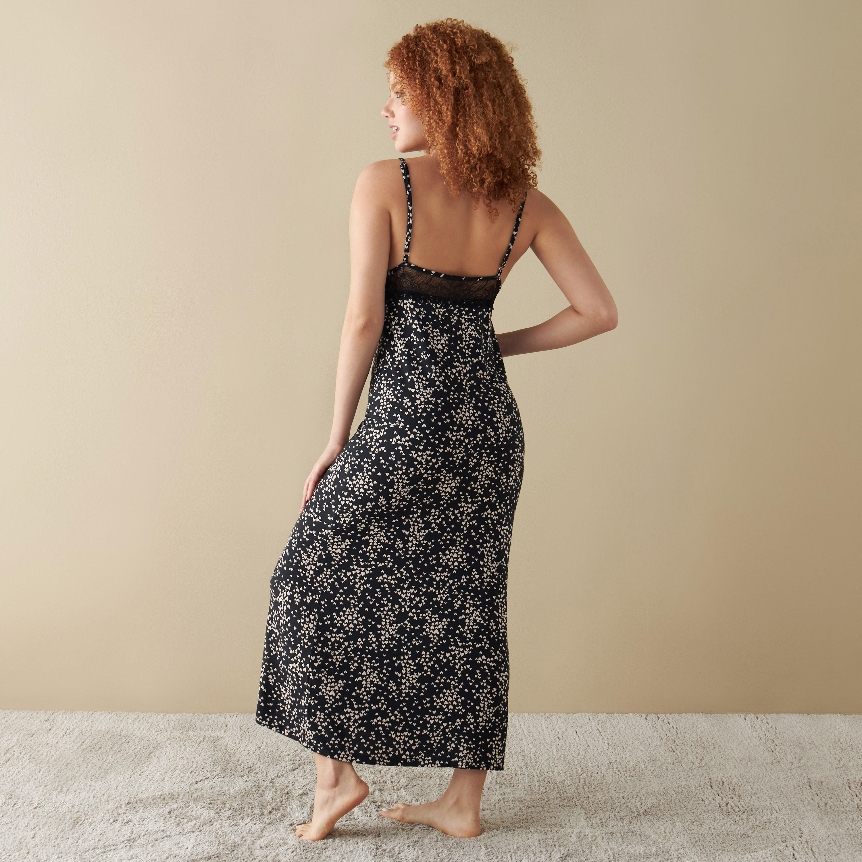 All-Over Heart Print Night Gown with Lace Detail-women-clothing-nightwear-nighties-image-3