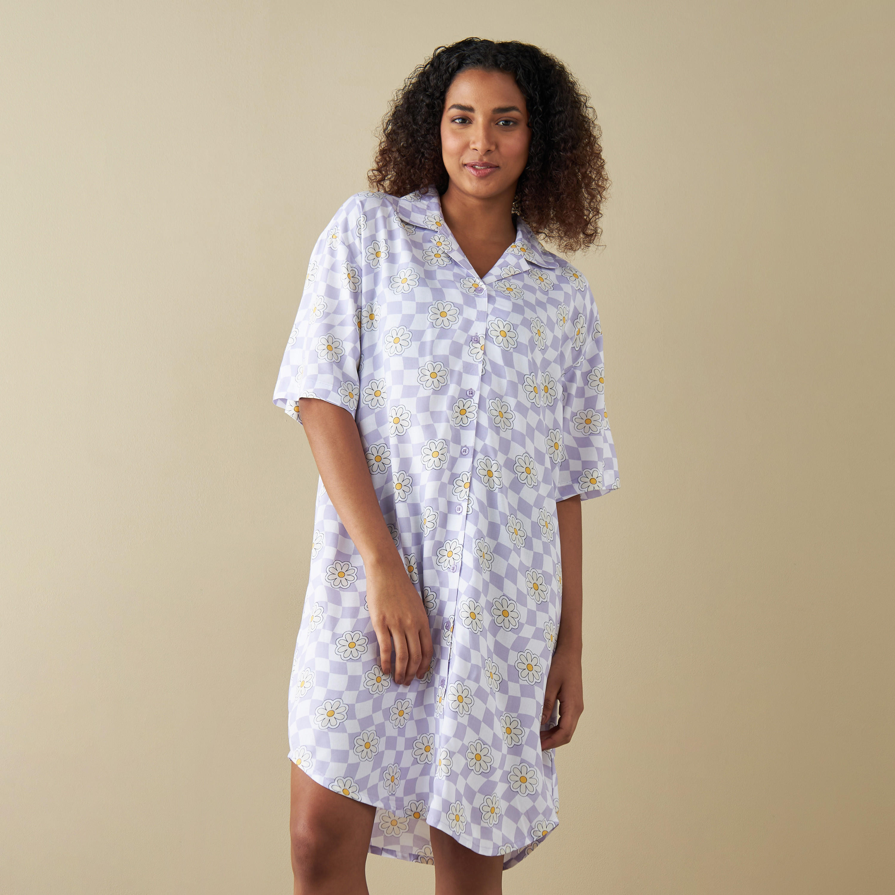 All-Over Floral Print Sleepshirt with Camp Collar-women-clothing-nightwear-nighties-image-1
