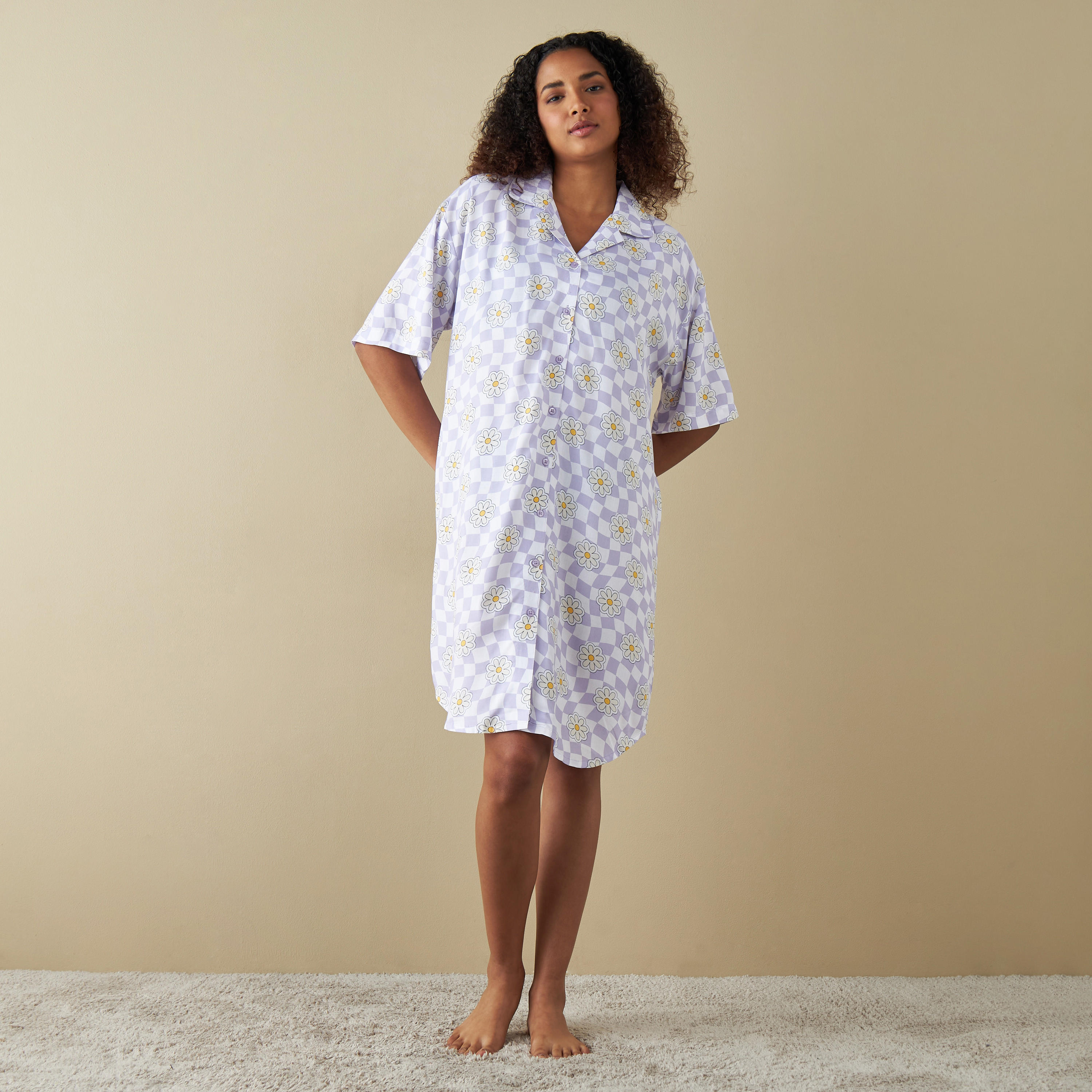 All-Over Floral Print Sleepshirt with Camp Collar-women-clothing-nightwear-nighties-image-2