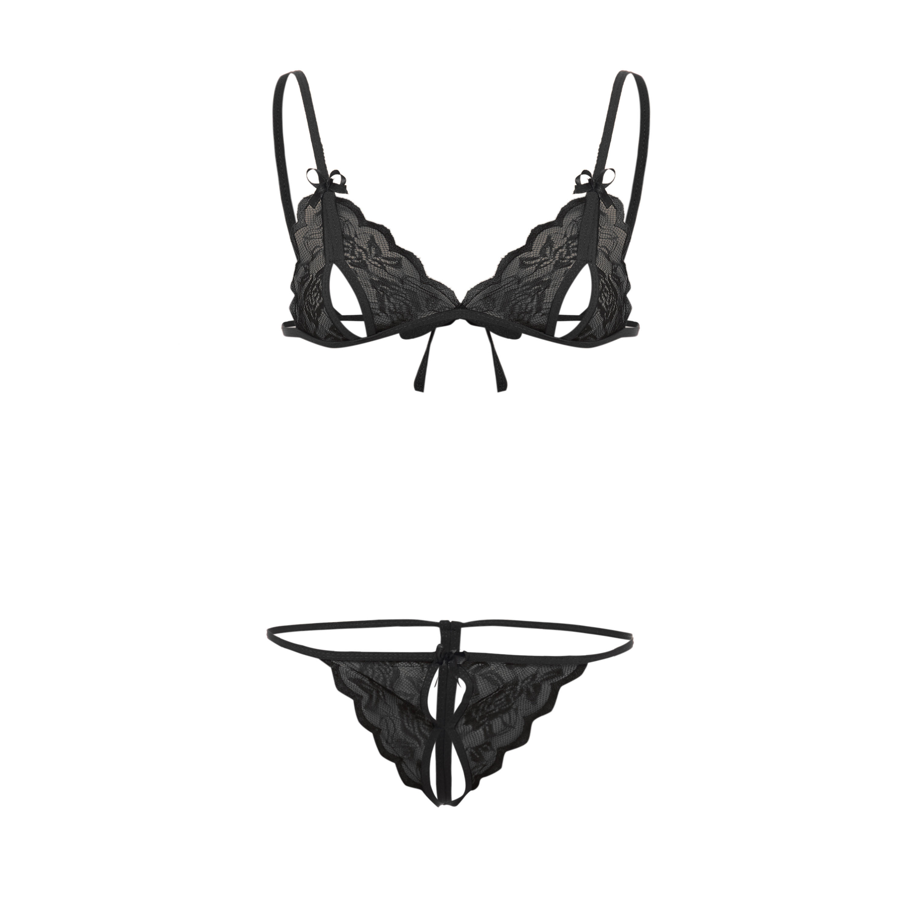 طقم ثونج وصدريّة بتفاصيل دانتيل-women-clothing-lingerie-lingeriesets-image-1