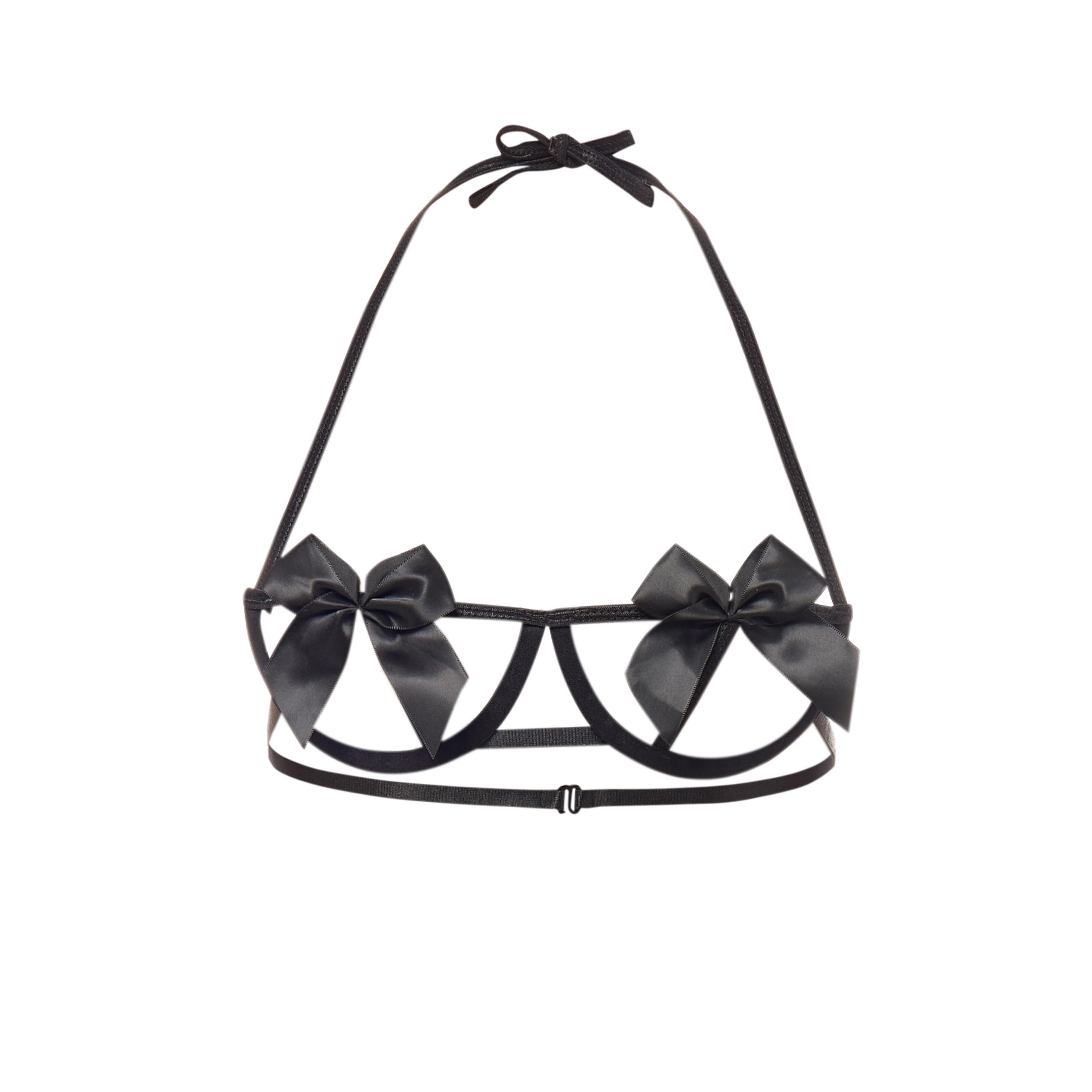 طقم ثونج وصدرية هالتر بتزيينات فيونكة-women-clothing-lingerie-lingeriesets-image-6