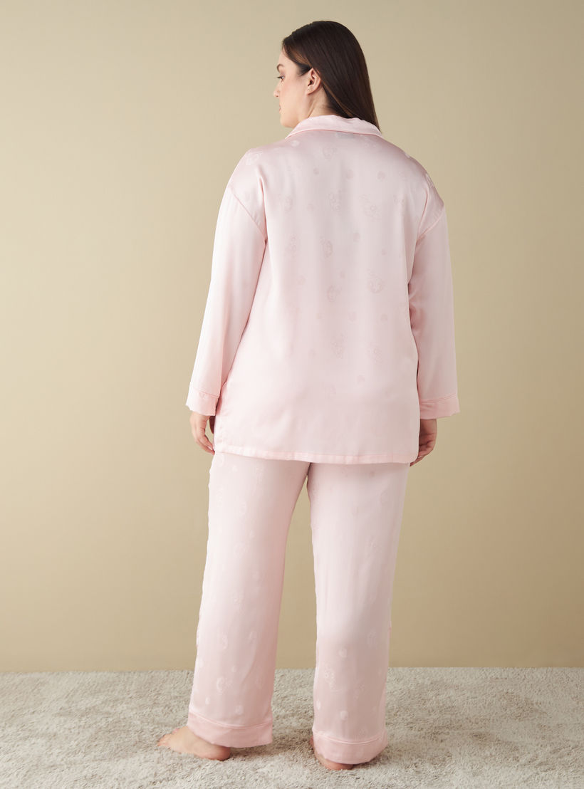 طقم بنطلون بيجاما وقميص مقاس كبير بطبعات-women-clothing-nightwear-pyjamas-longsets-image-4