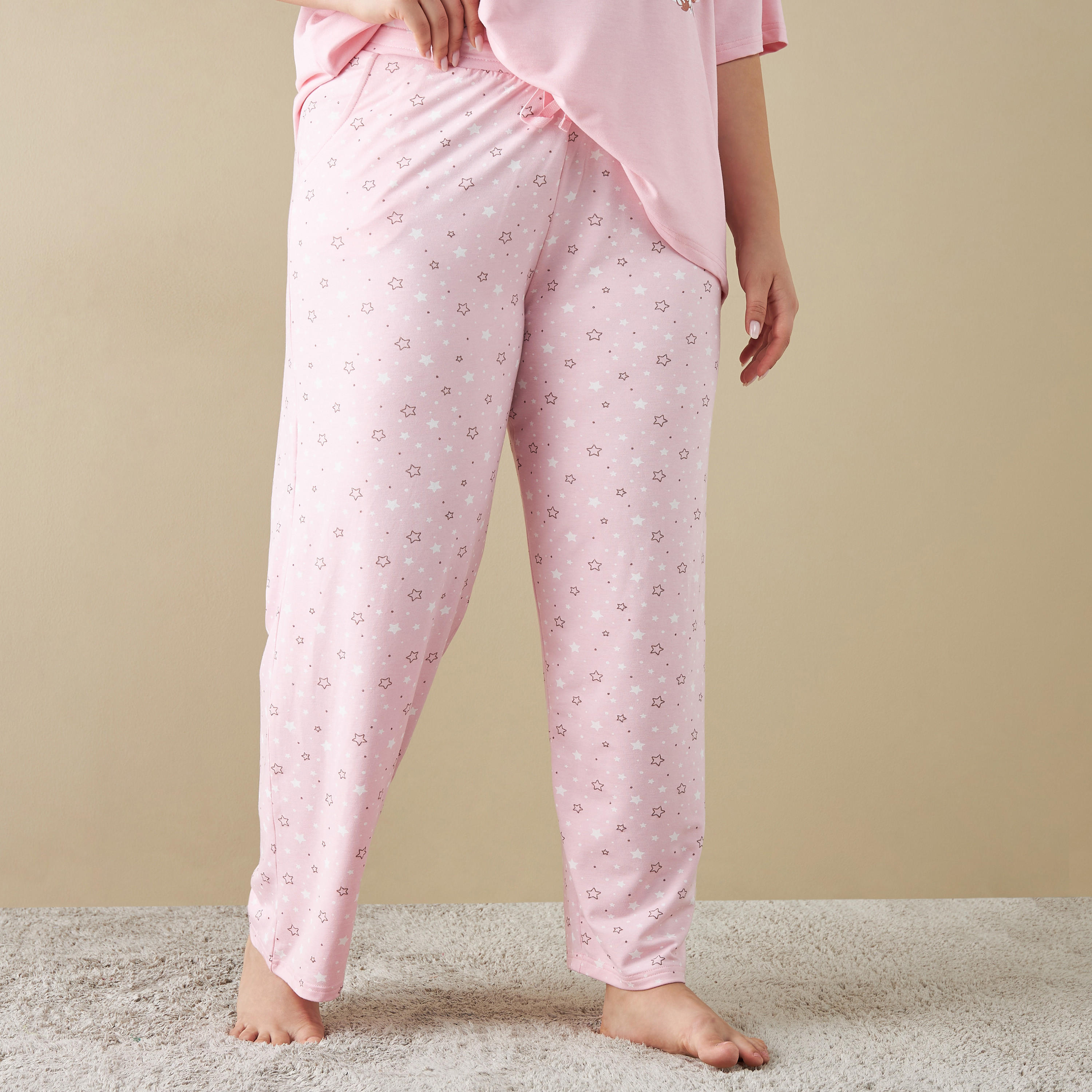 طقم بيجاما وتيشيرت بطبعات قطة ماري مقاس كبير-women-clothing-nightwear-pyjamas-longsets-image-3
