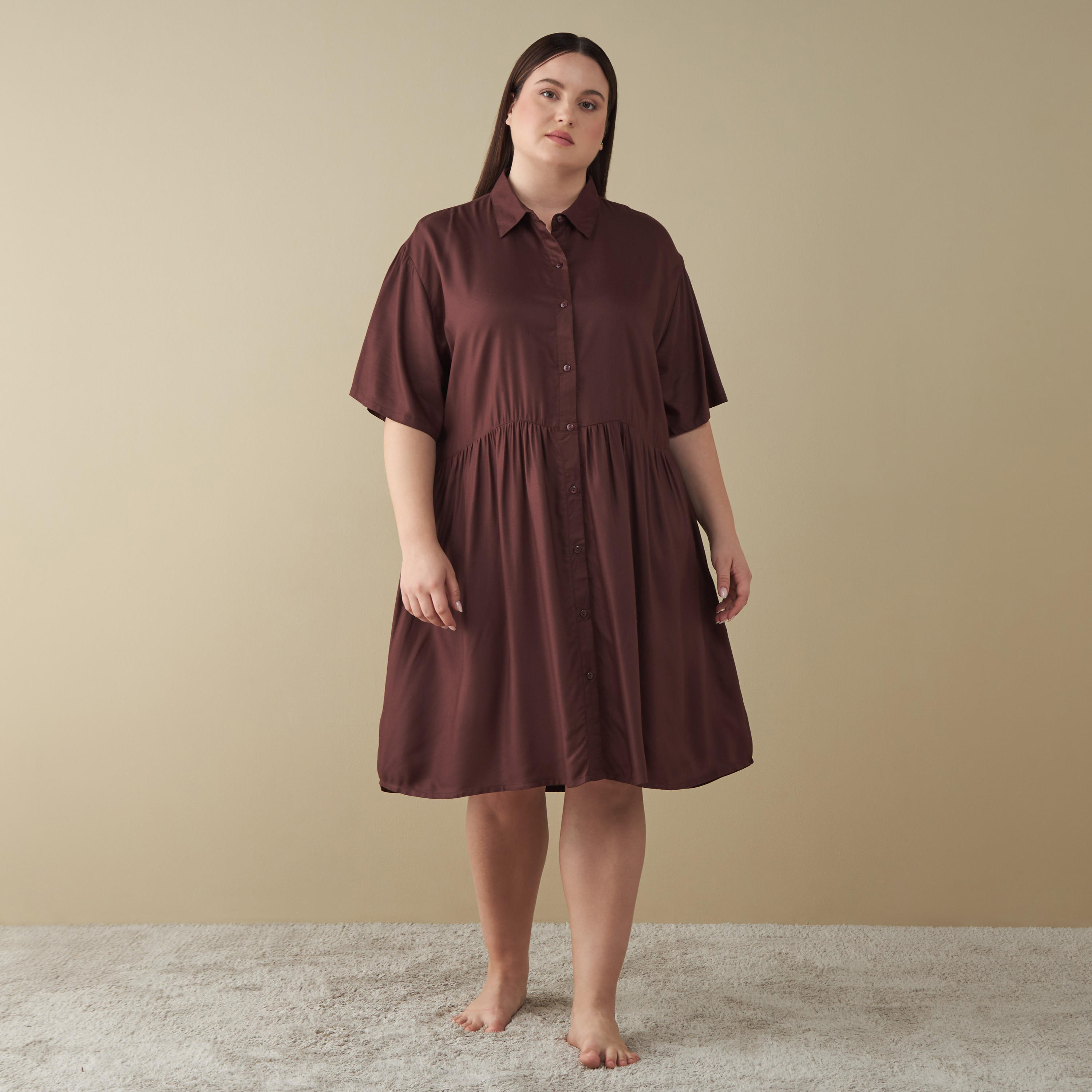 قميص نوم بأكمام قصيرة مقاس كبير- طقم من قطعتين-women-clothing-nightwear-nighties-image-4
