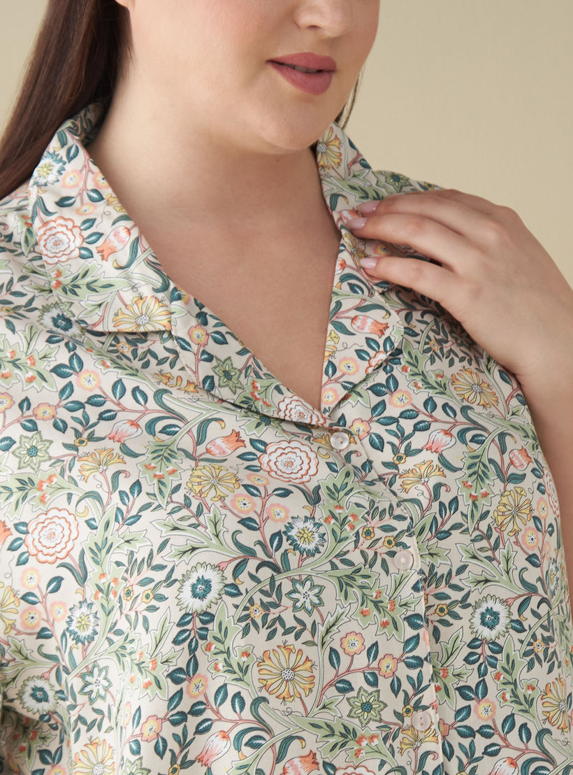 بنطلون بيجاما وقميص بطبعات زهرية ومقاس كبير مع قناع للعين-women-clothing-nightwear-pyjamas-longsets-image-5