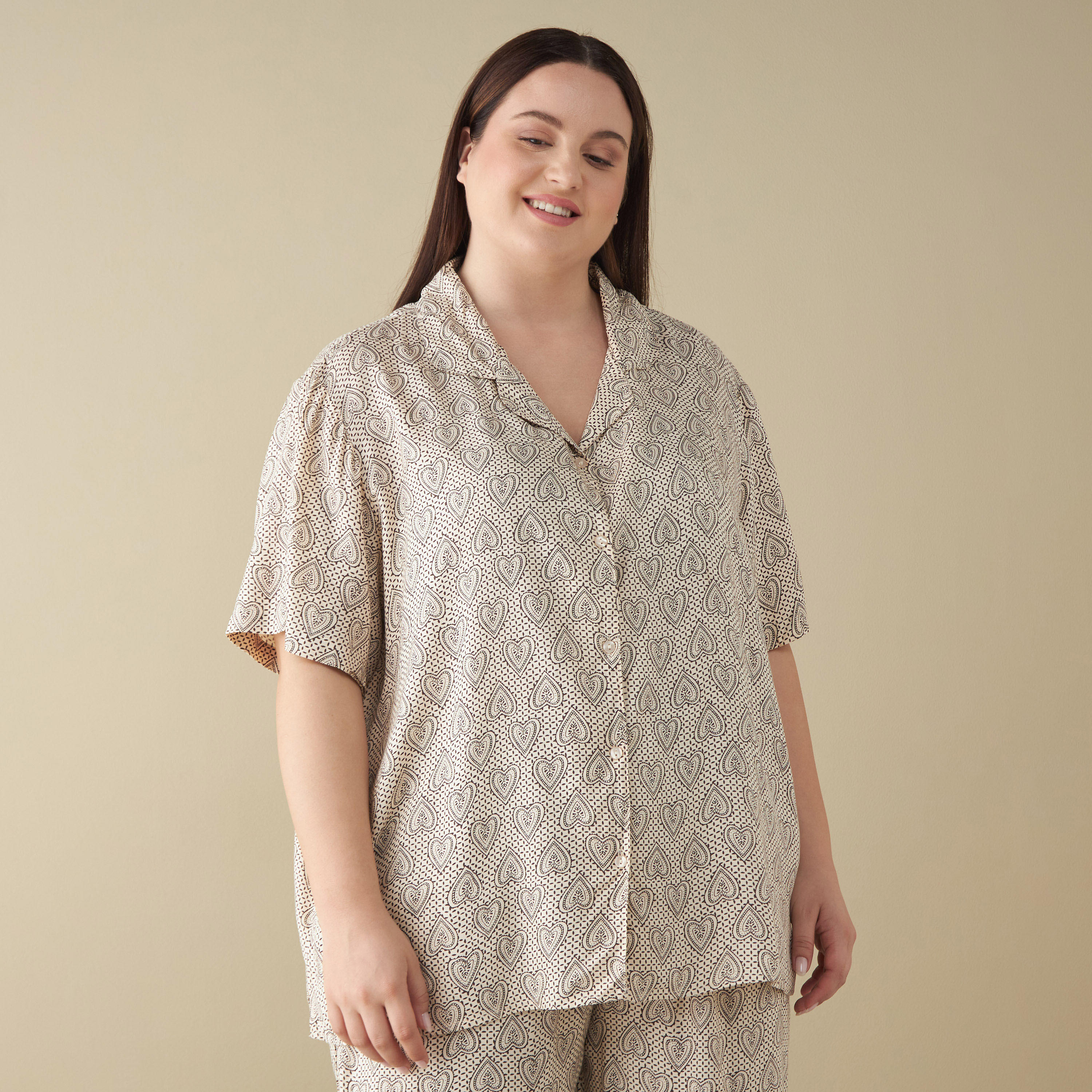 طقم بنطلون بيجاما وقميص بطبعات وقناع عيون مقاس كبير-women-clothing-nightwear-pyjamas-longsets-image-2