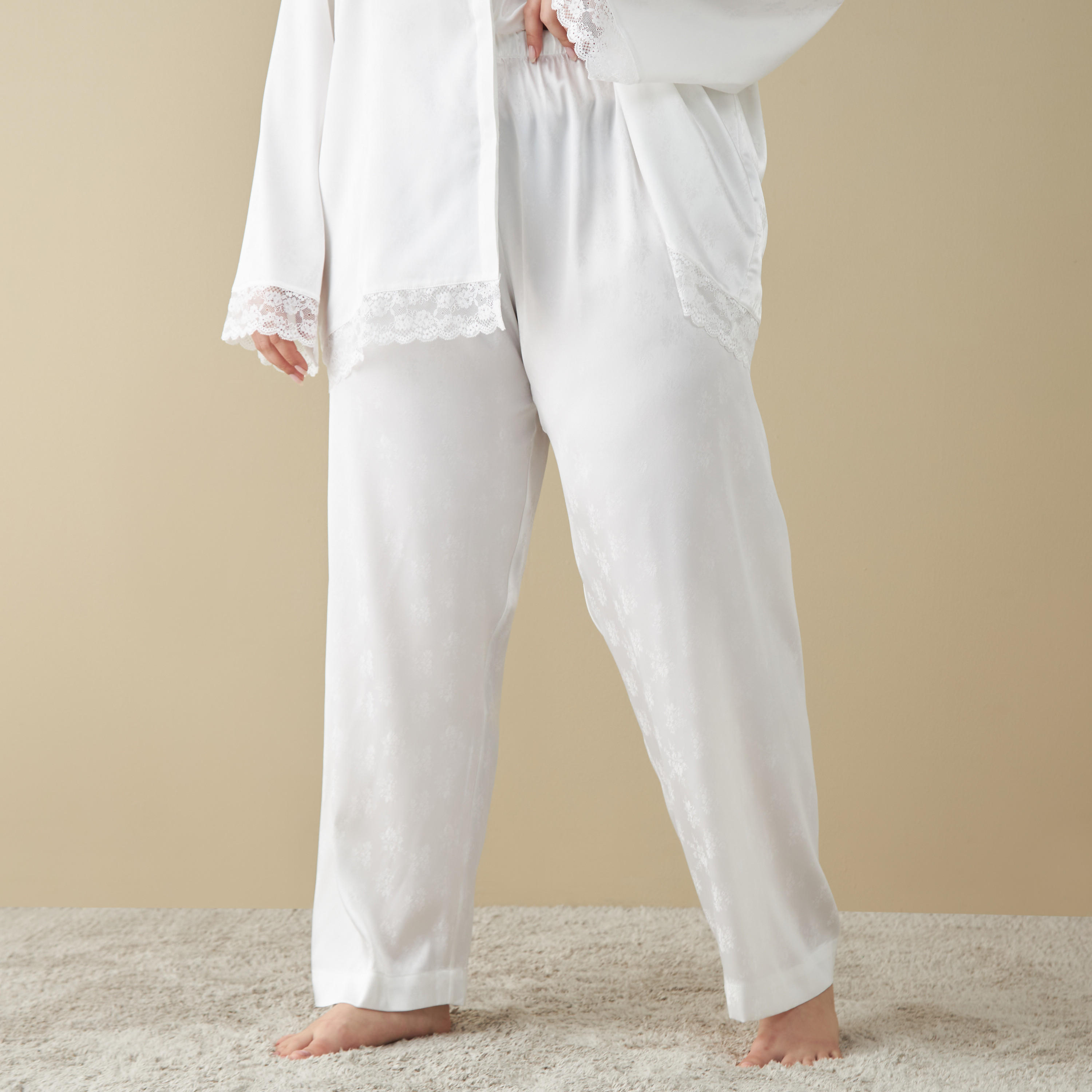 Plus Size Textured Shirt and Pyjama Set-women-clothing-nightwear-pyjamas-longsets-image-3