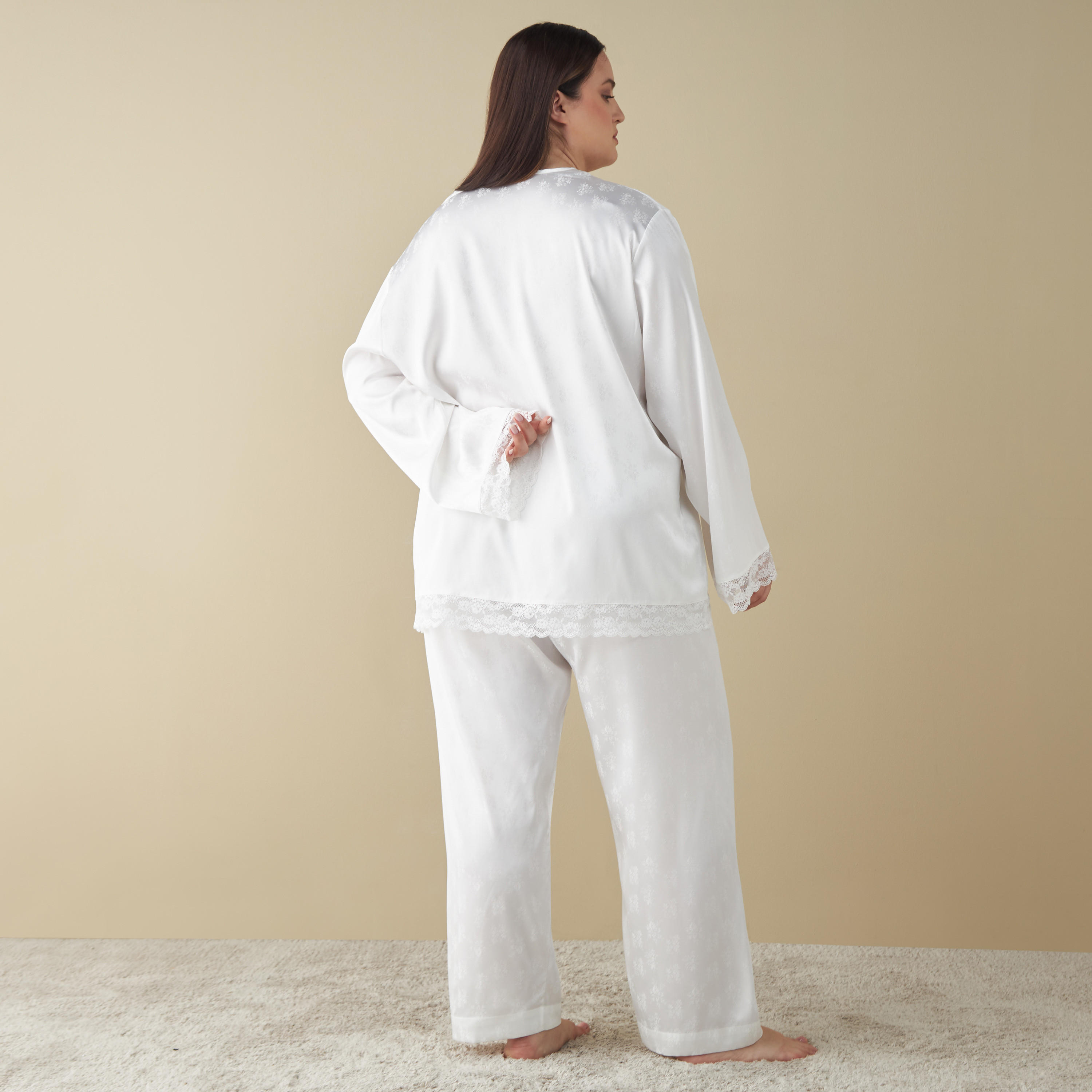 Plus Size Textured Shirt and Pyjama Set-women-clothing-nightwear-pyjamas-longsets-image-4