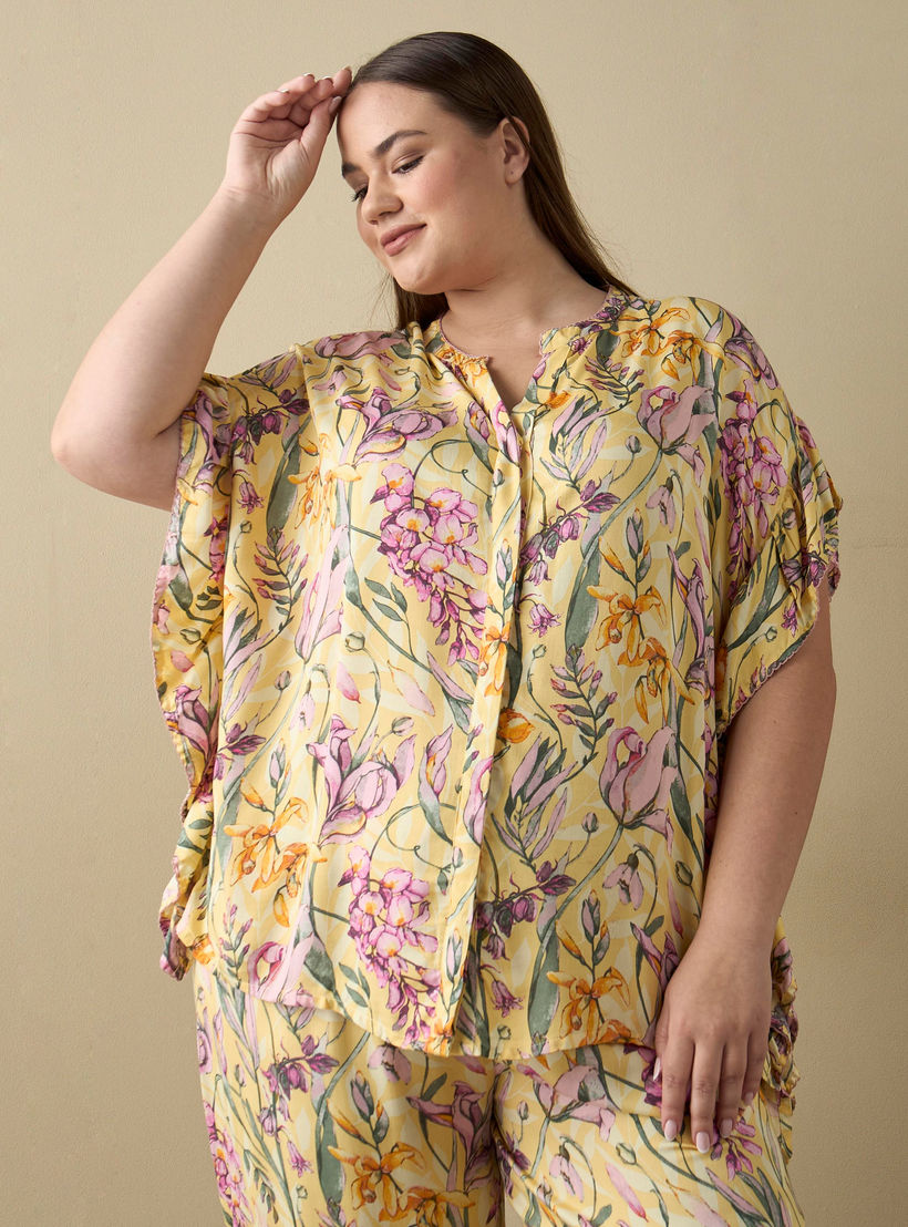 Plus Size All-Over Floral Print Kaftan Top and Pyjama Set-women-clothing-nightwear-pyjamas-longsets-image-2