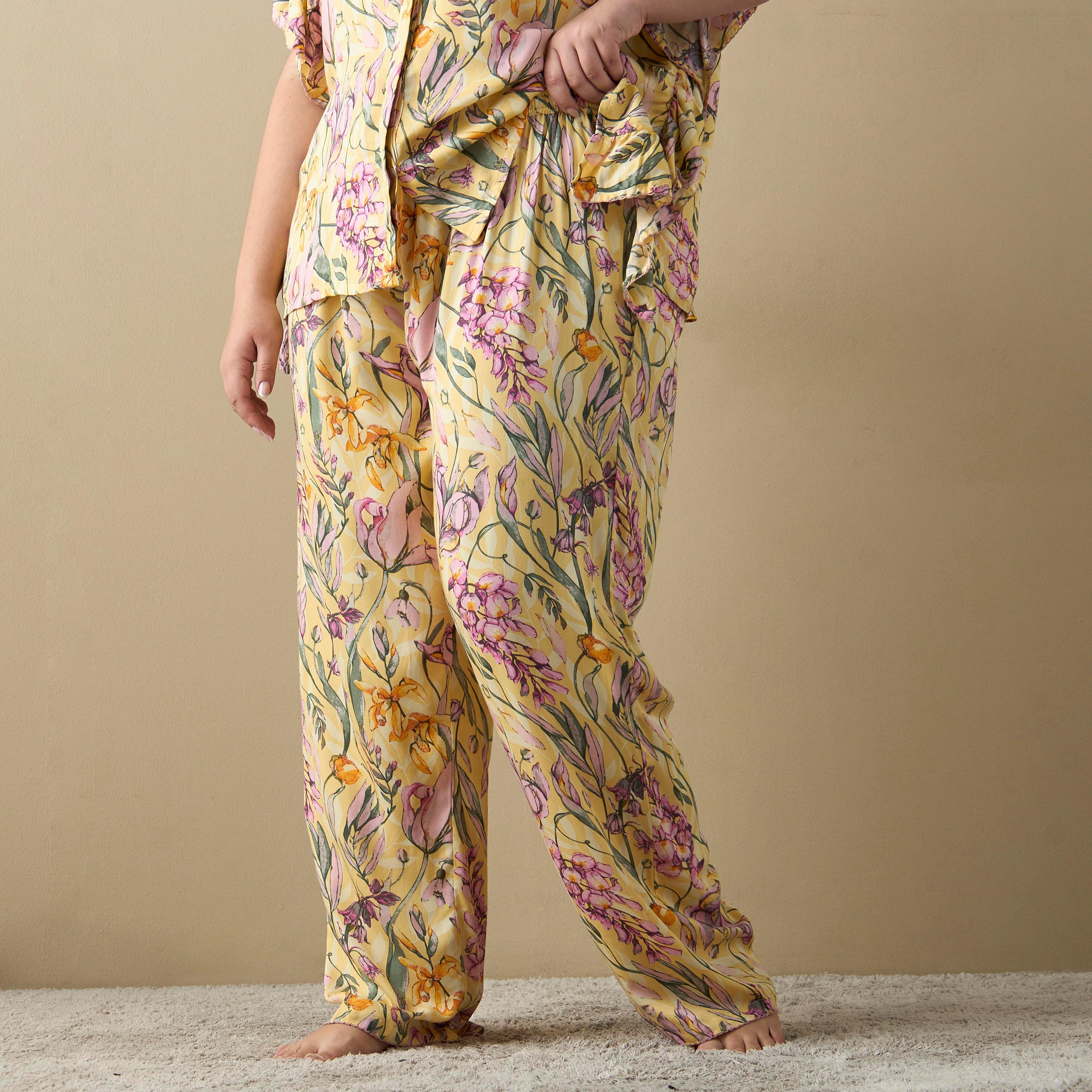 Plus Size All-Over Floral Print Kaftan Top and Pyjama Set-women-clothing-nightwear-pyjamas-longsets-image-3