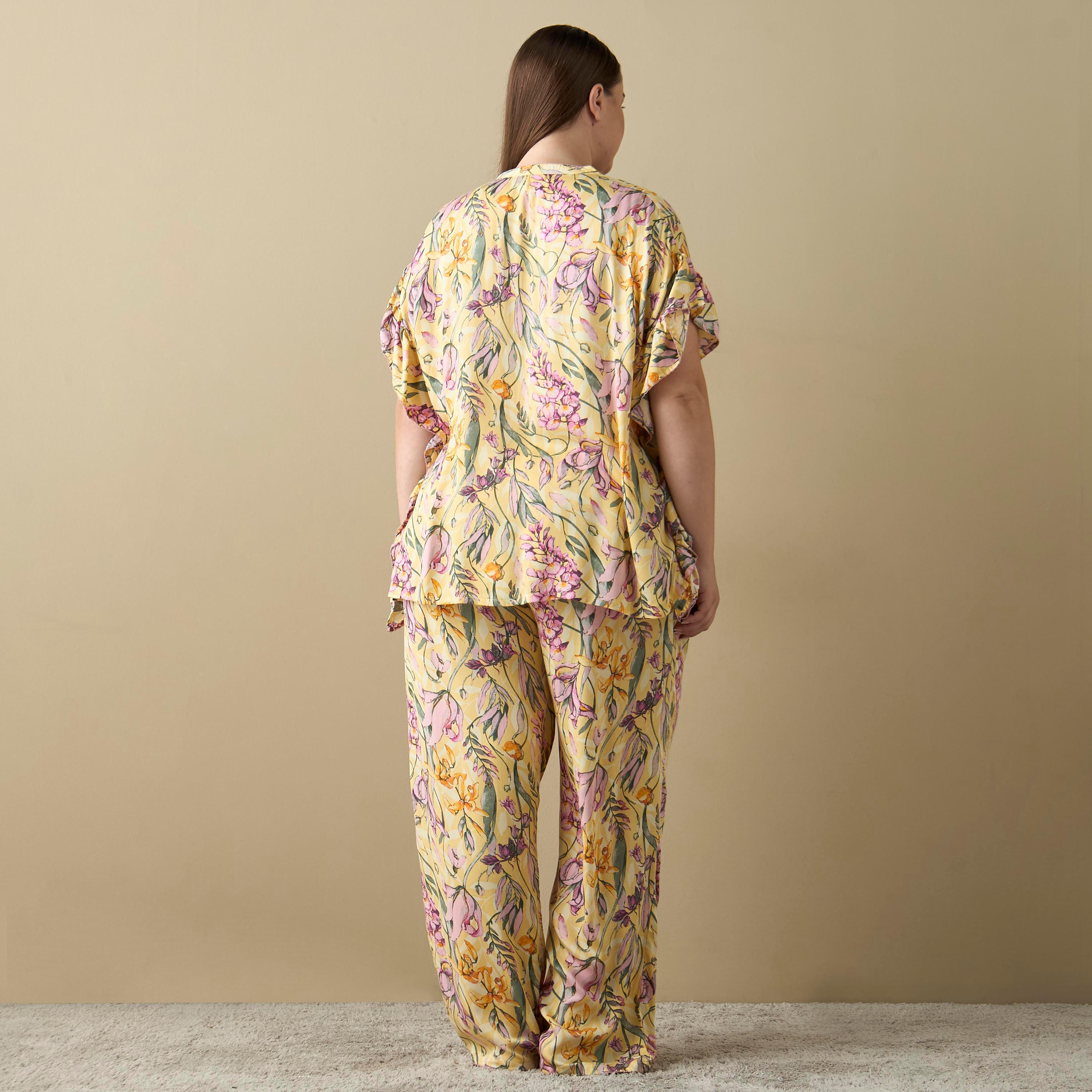 Plus Size All-Over Floral Print Kaftan Top and Pyjama Set-women-clothing-nightwear-pyjamas-longsets-image-4