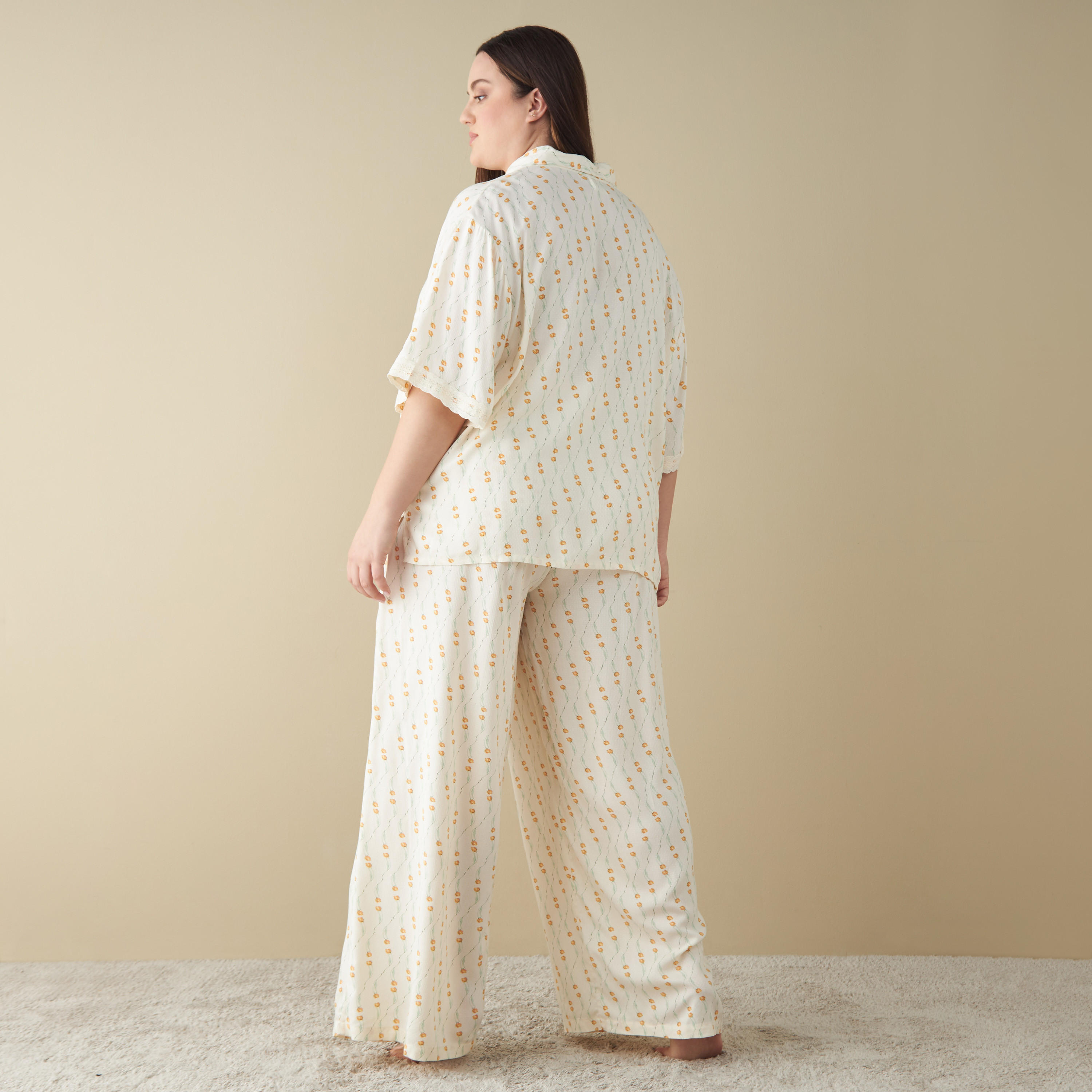 طقم بنطلون بيجاما وقميص بطبعات وأربطة مقاس كبير-women-clothing-nightwear-pyjamas-longsets-image-2