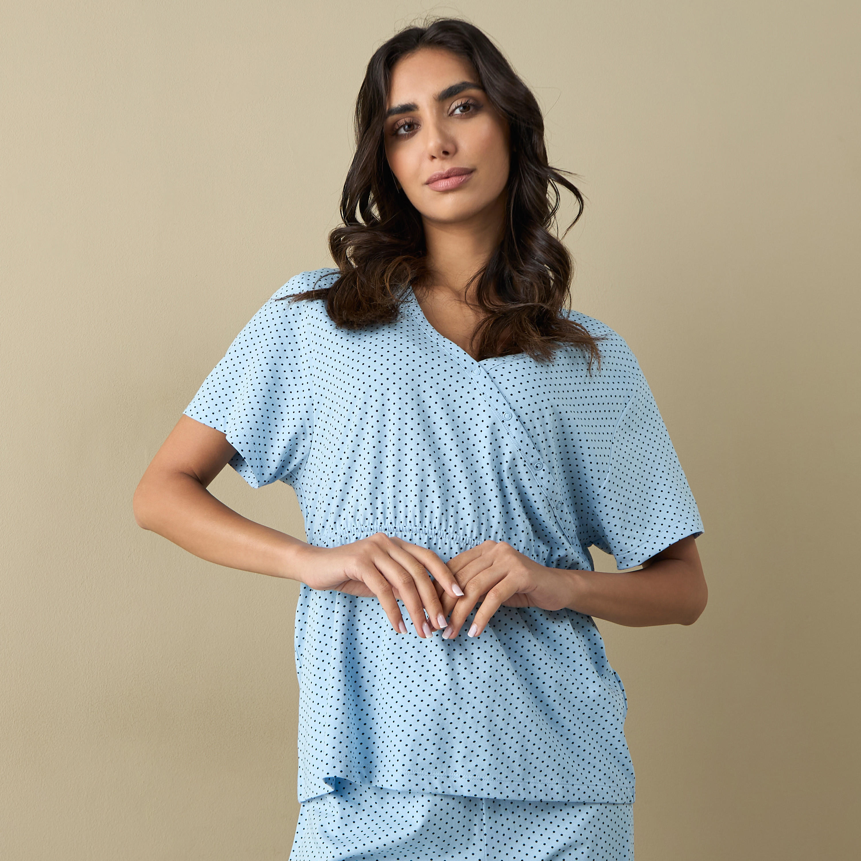 طقم بنطلون بيجاما وبلوزة بطبعات للحوامل-women-clothing-nightwear-pyjamas-longsets-image-2