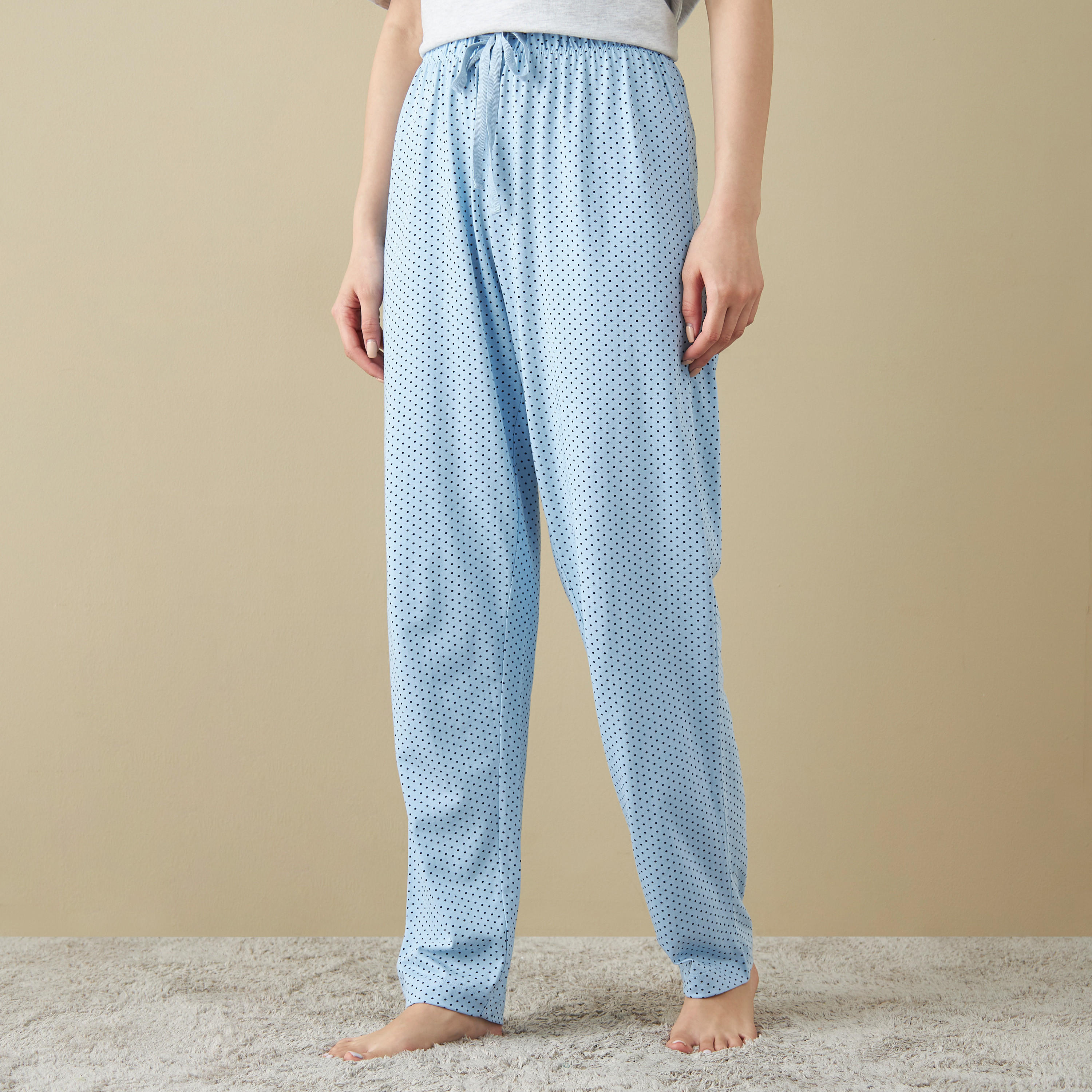 All-Over Polka Dot Print T-shirt and Pyjama Set-women-clothing-nightwear-pyjamas-longsets-image-3
