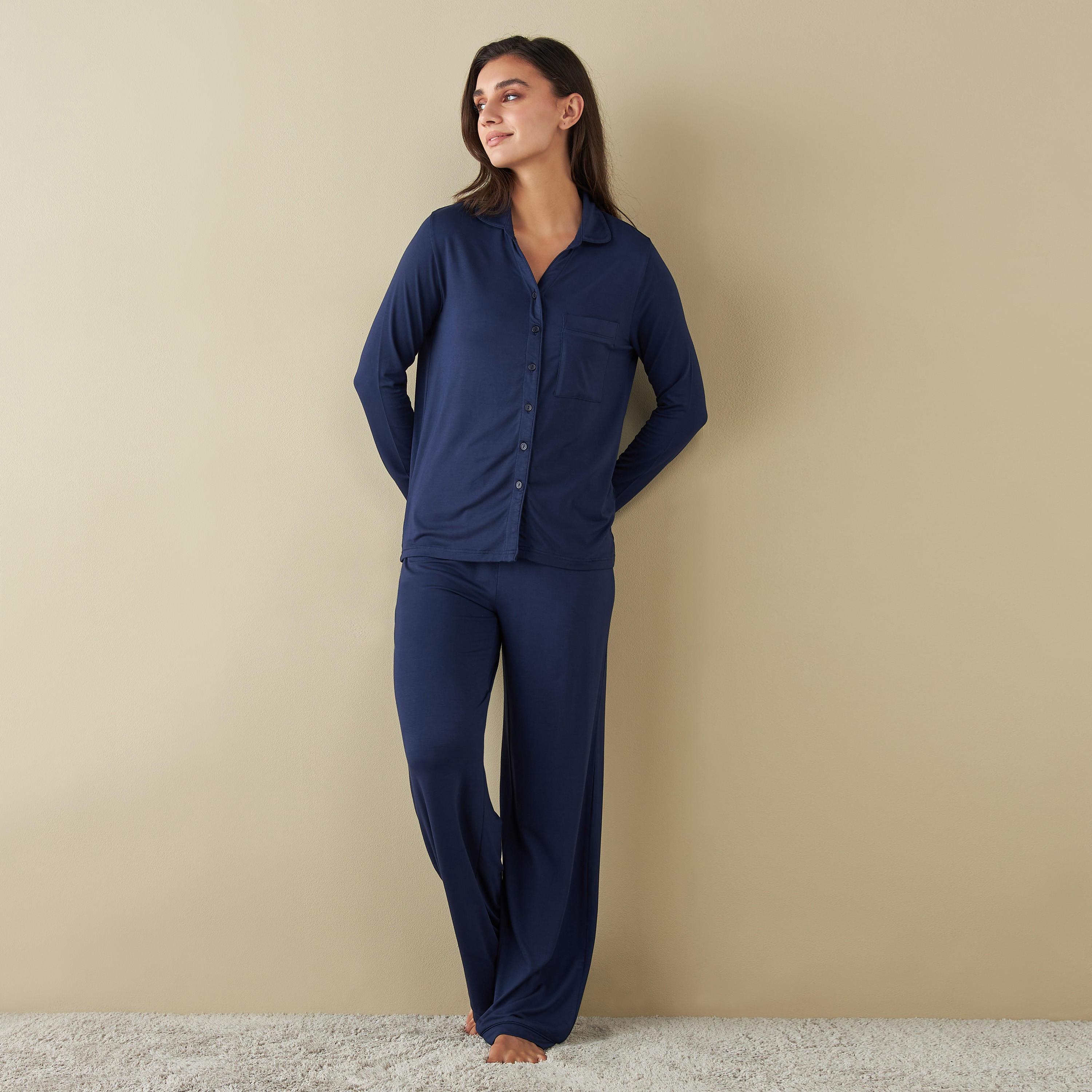 طقم بنطلون بيجاما وقميص بأكمام طويلة-women-clothing-nightwear-pyjamas-longsets-image-1