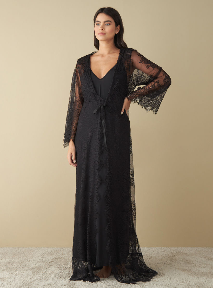 طقم فستان سهل الارتداء مع روب دانتيل-women-clothing-nightwear-nighties-image-5