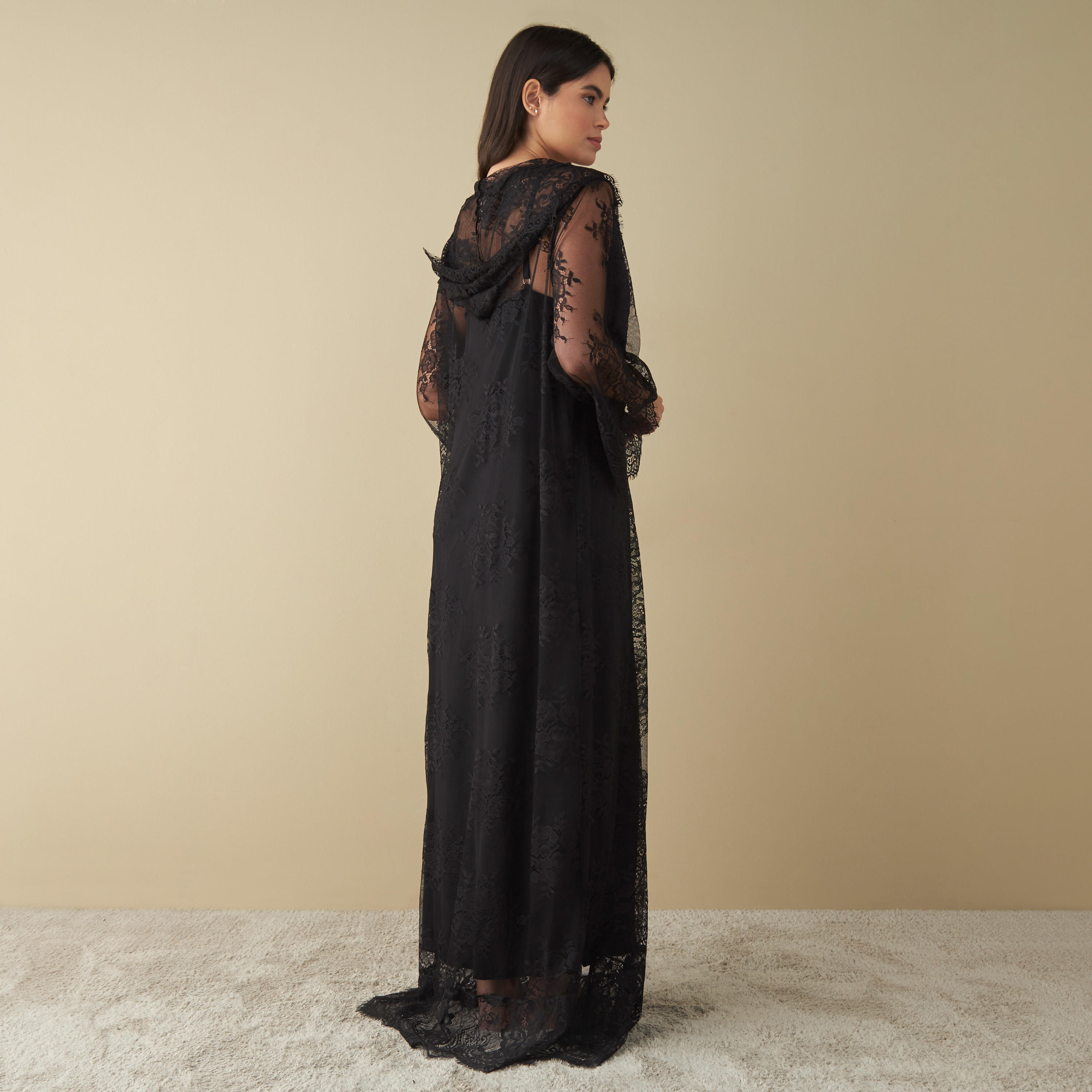 طقم فستان سهل الارتداء مع روب دانتيل-women-clothing-nightwear-nighties-image-2