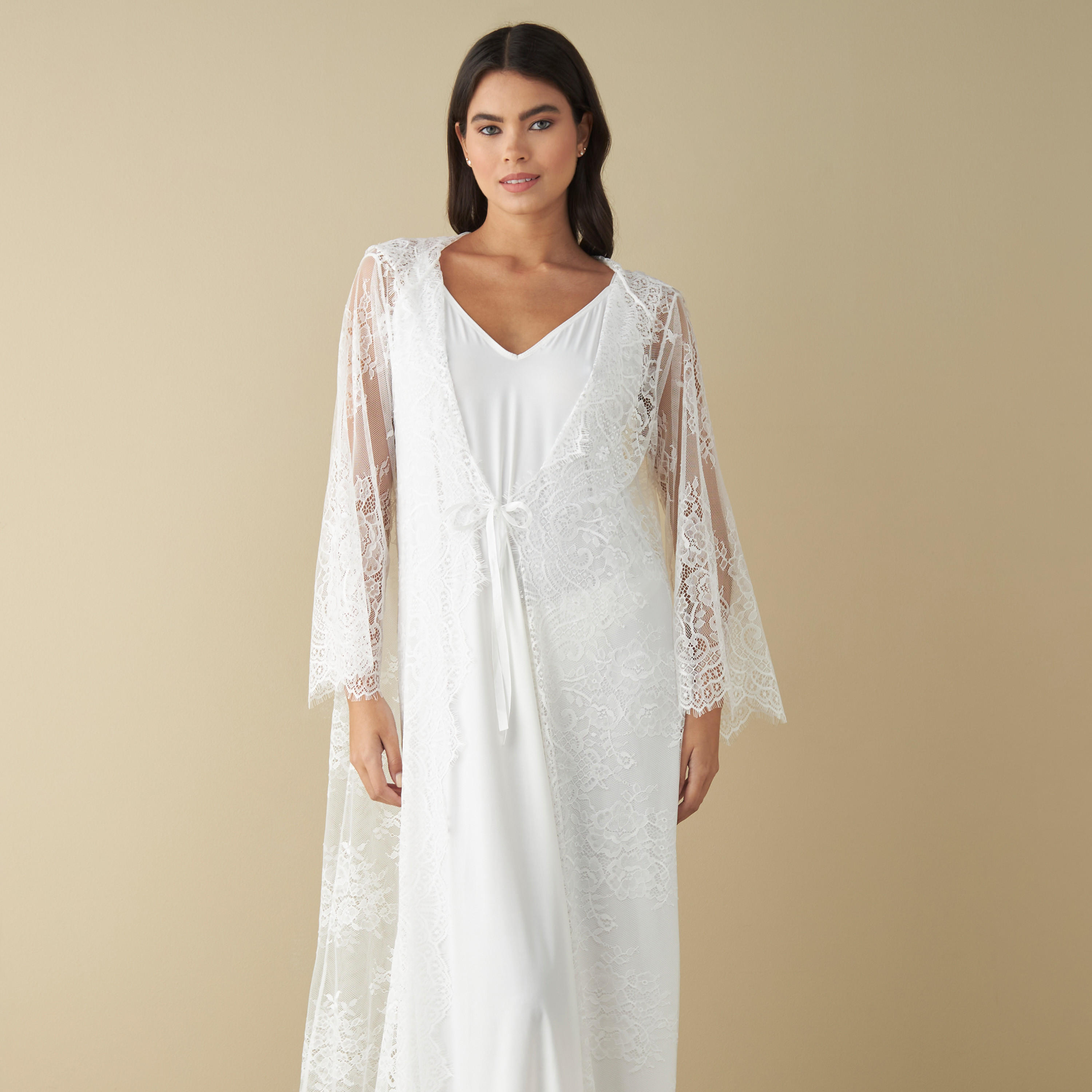 روب بتفاصيل دانتيل مع قميص نوم-women-clothing-nightwear-nighties-image-2