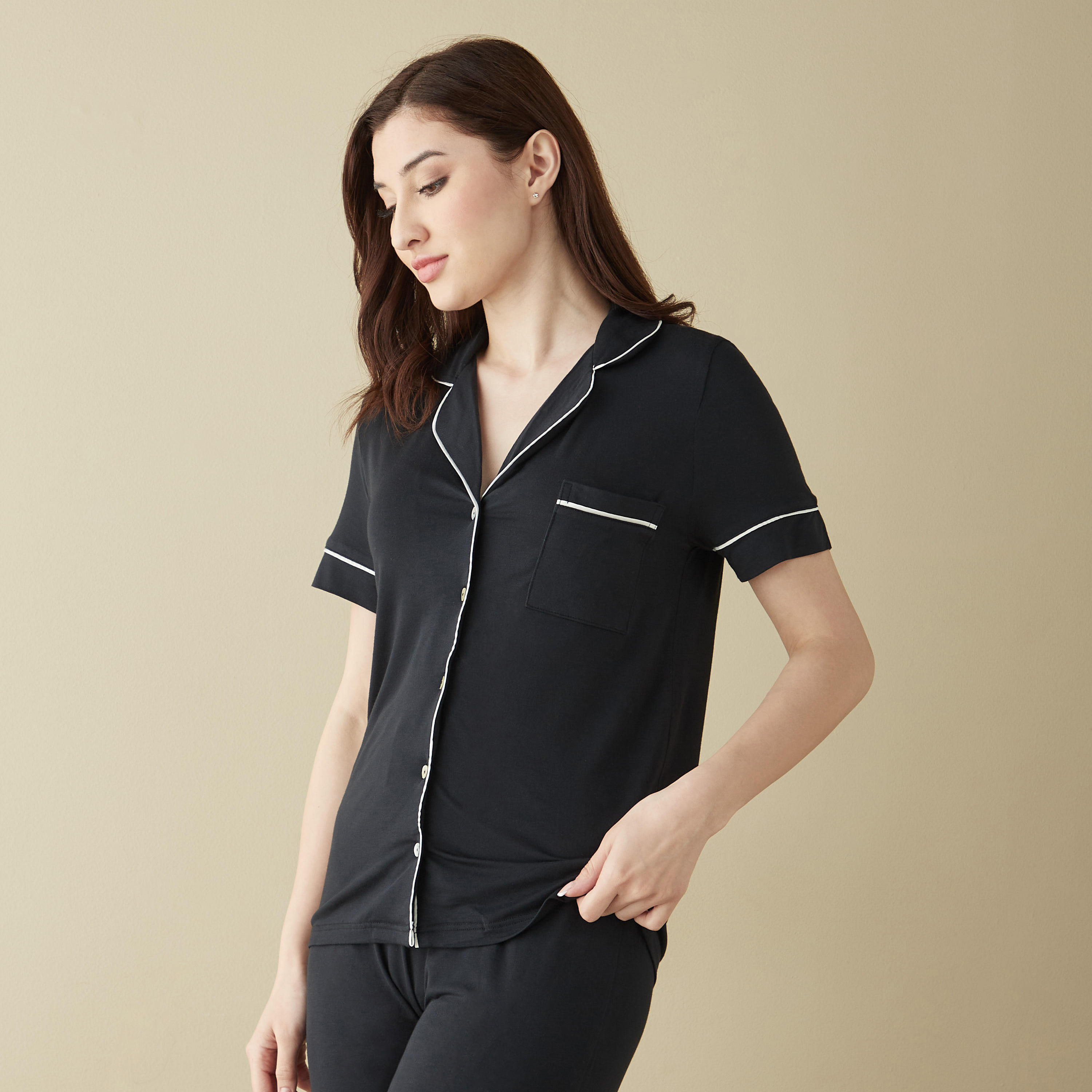 Short Sleeves Shirt and Pyjama Set-women-clothing-nightwear-pyjamas-longsets-image-2
