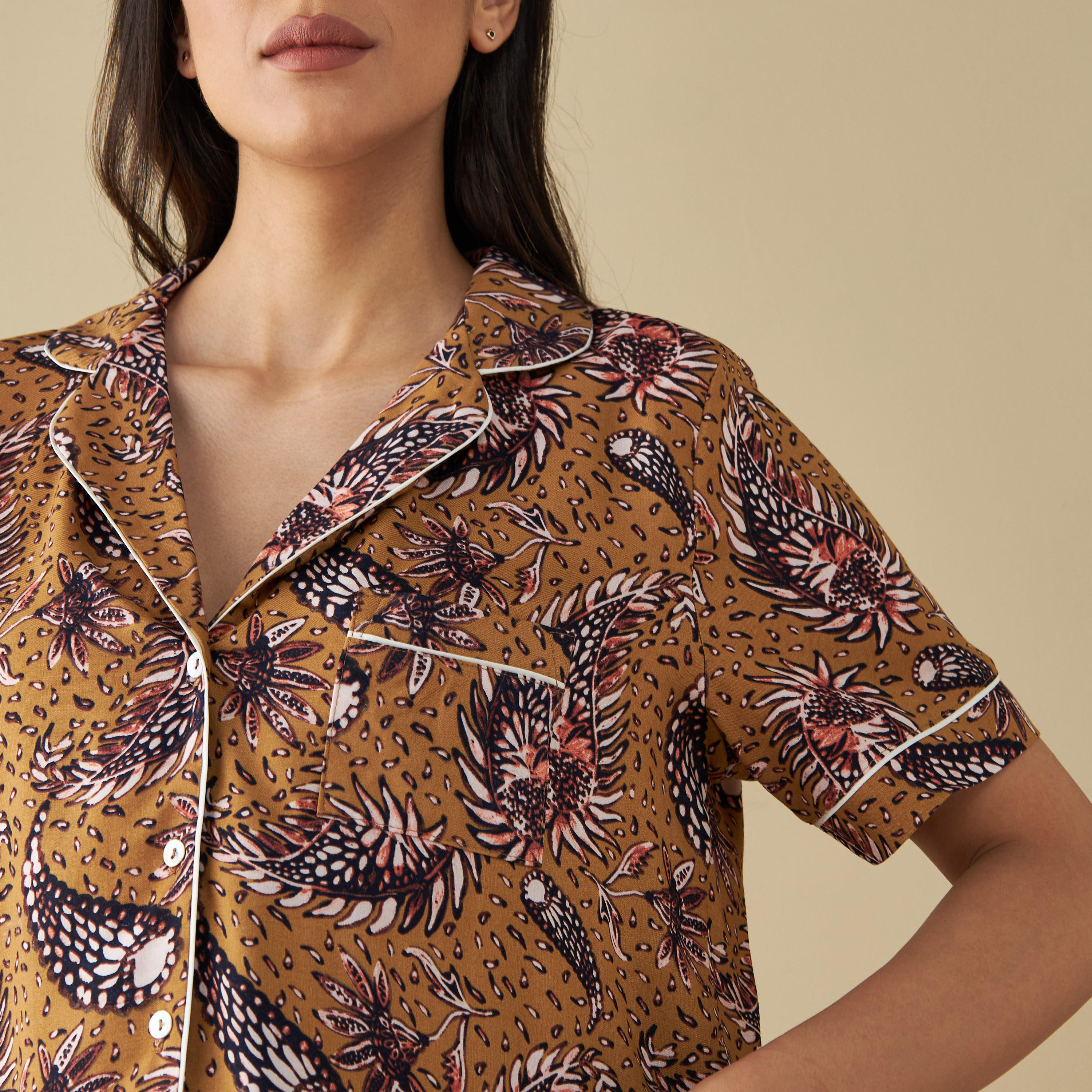 طقم بنطلون بيجاما وقميص بطبعات بيزلي-women-clothing-nightwear-pyjamas-longsets-image-5