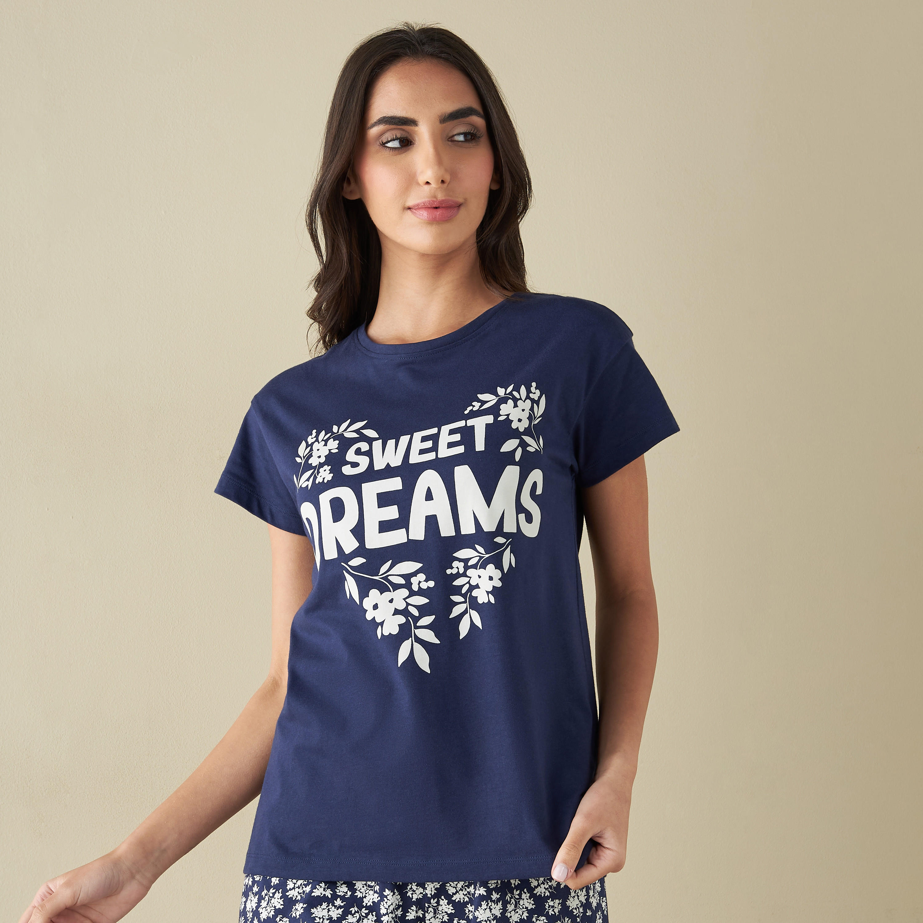 All-Over Floral Print T-shirt and Pyjama Set-women-clothing-nightwear-pyjamas-longsets-image-2