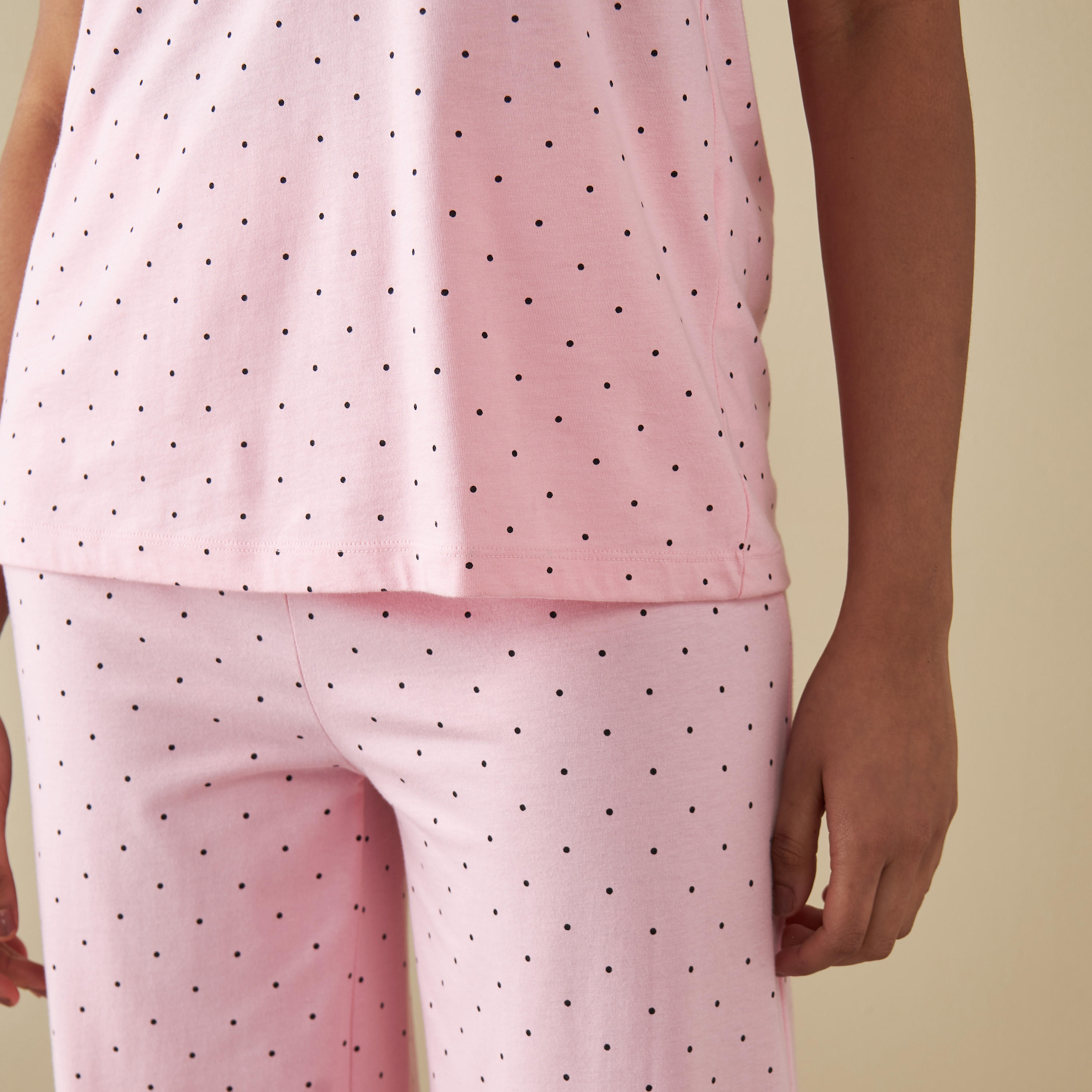 All-Over Polka Dot Print T-shirt and Pyjama Set-women-clothing-nightwear-pyjamas-longsets-image-5