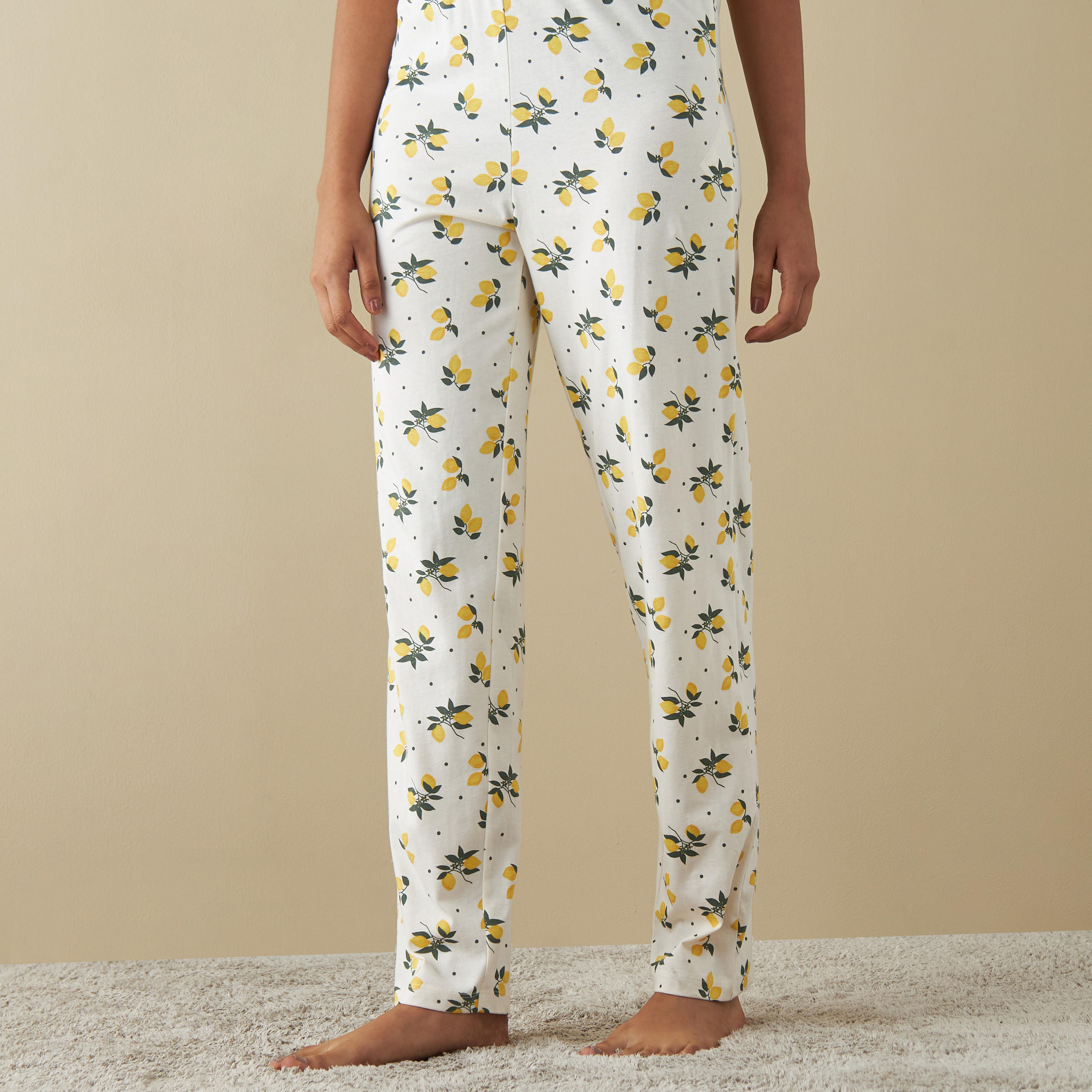 All-Over Lemon Print T-shirt and Pyjama Set-women-clothing-nightwear-pyjamas-longsets-image-3