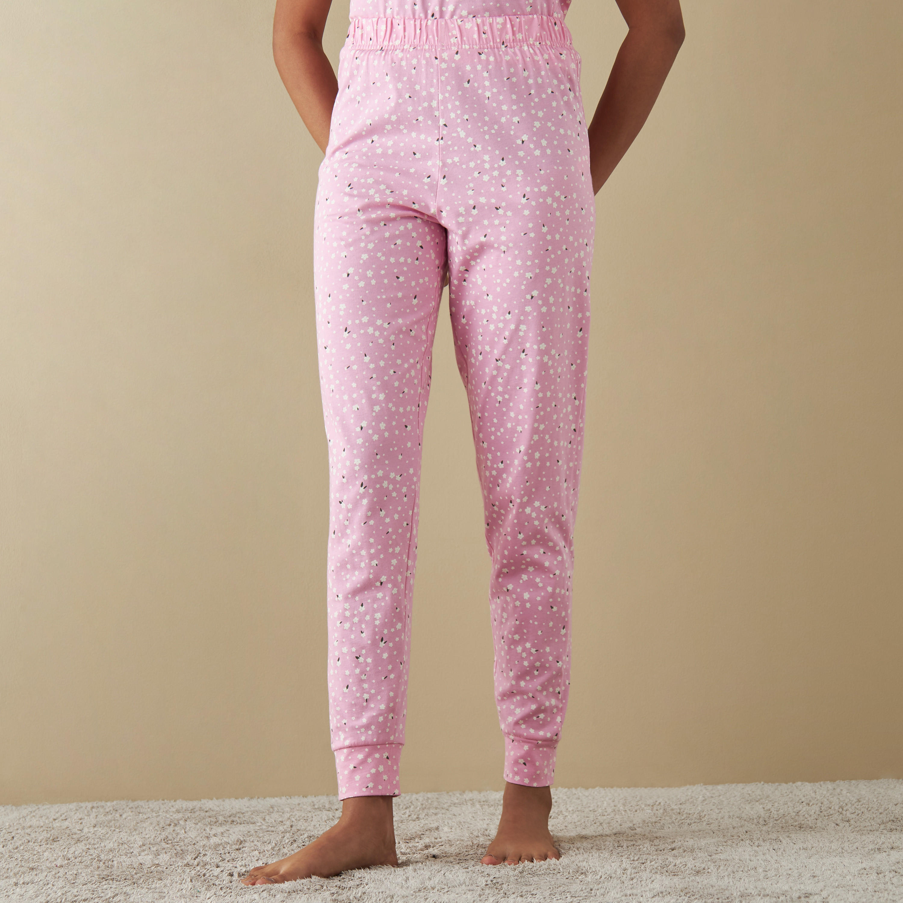 All-Over Floral Print T-shirt and Pyjama Set-women-clothing-nightwear-pyjamas-longsets-image-3