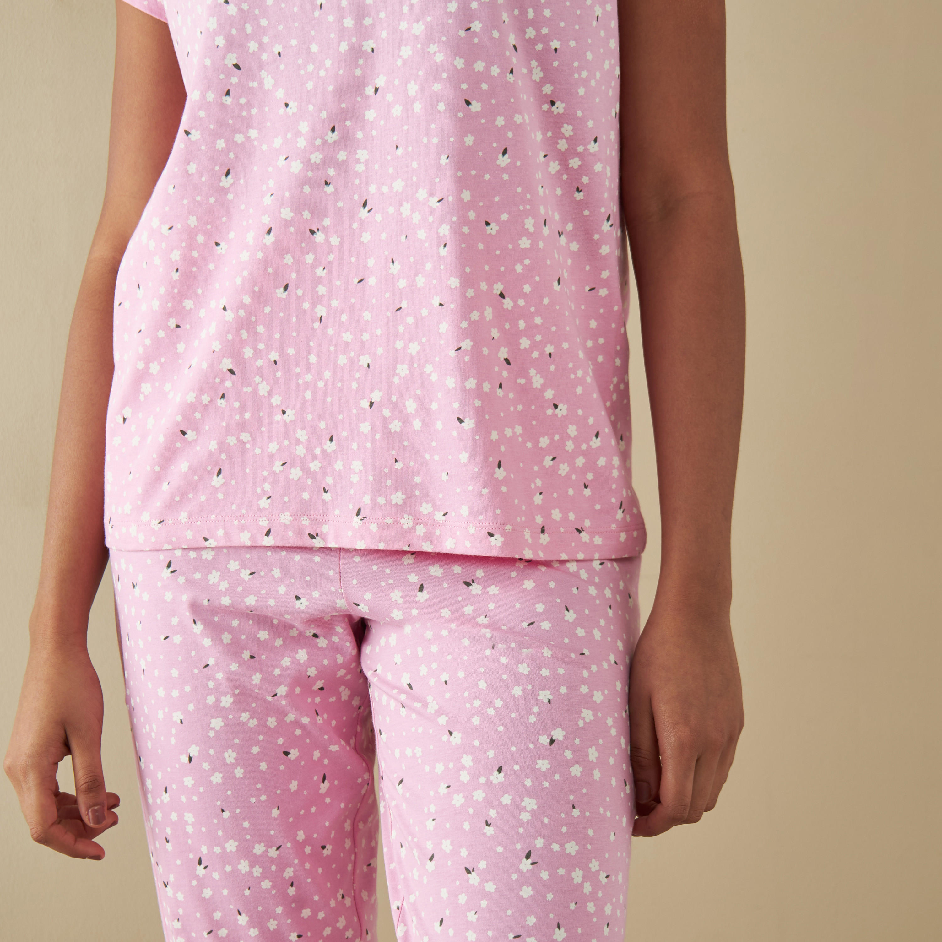 All-Over Floral Print T-shirt and Pyjama Set-women-clothing-nightwear-pyjamas-longsets-image-5