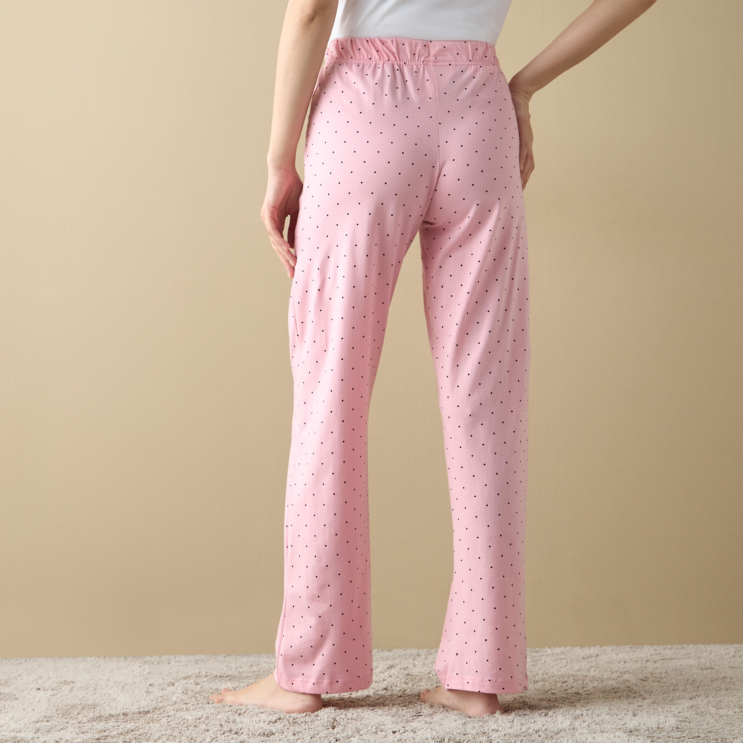 بنطلون بيجاما بطبعات منقطة وخصر مطاطي-women-clothing-nightwear-pyjamas-bottoms-image-3