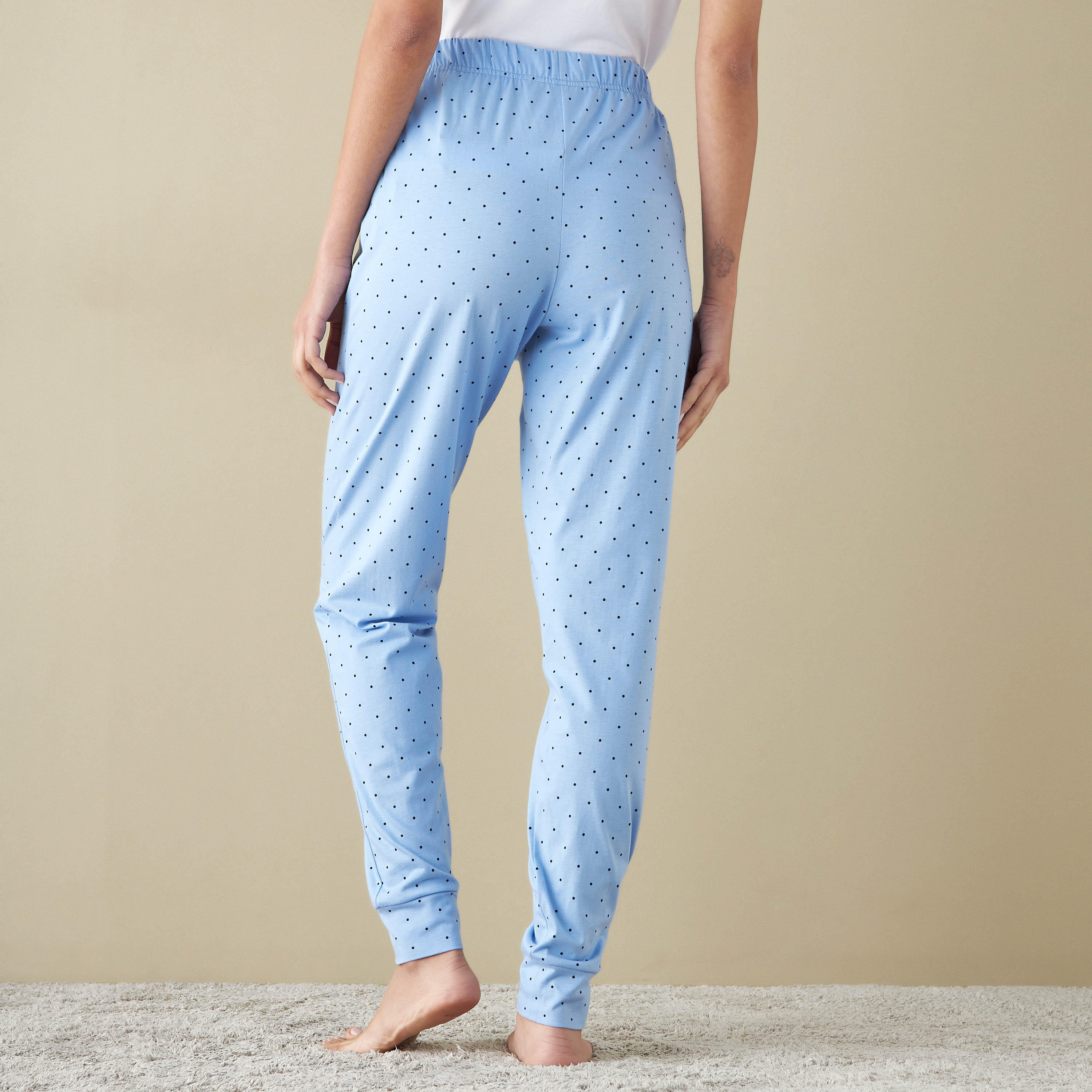 بنطلون بيجاما بطبعات منقطة وخصر مطاطي-women-clothing-nightwear-pyjamas-bottoms-image-3