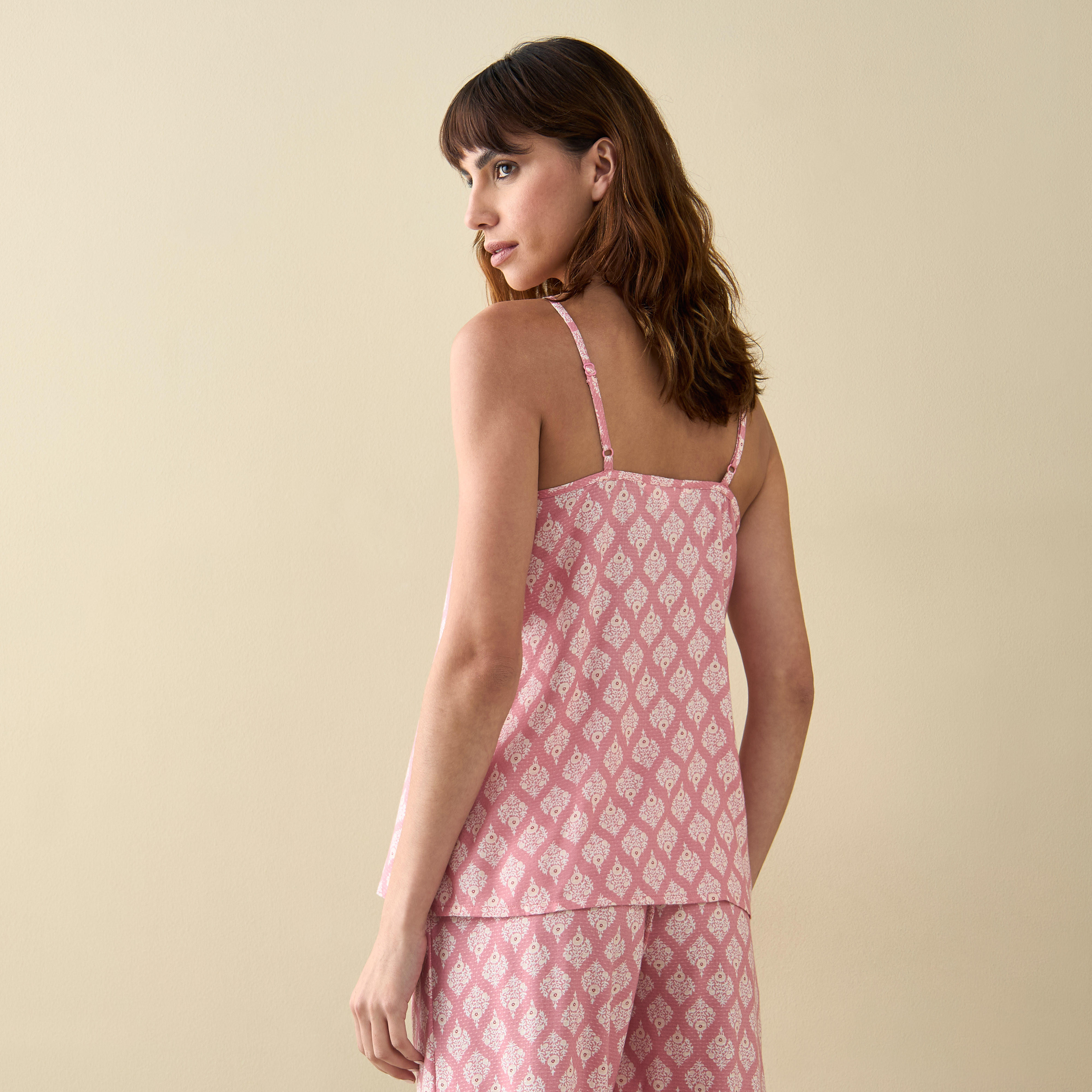 طقم روب مع بلوزة وبنطلون بيجاما بطبعات أوراق شجر-women-clothing-nightwear-pyjamas-longsets-image-7