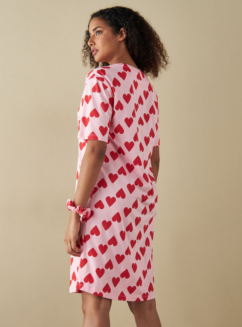 قمصان نوم بأكمام قصيرة وطبعات - طقم قطعتين-women-clothing-nightwear-nighties-image-3