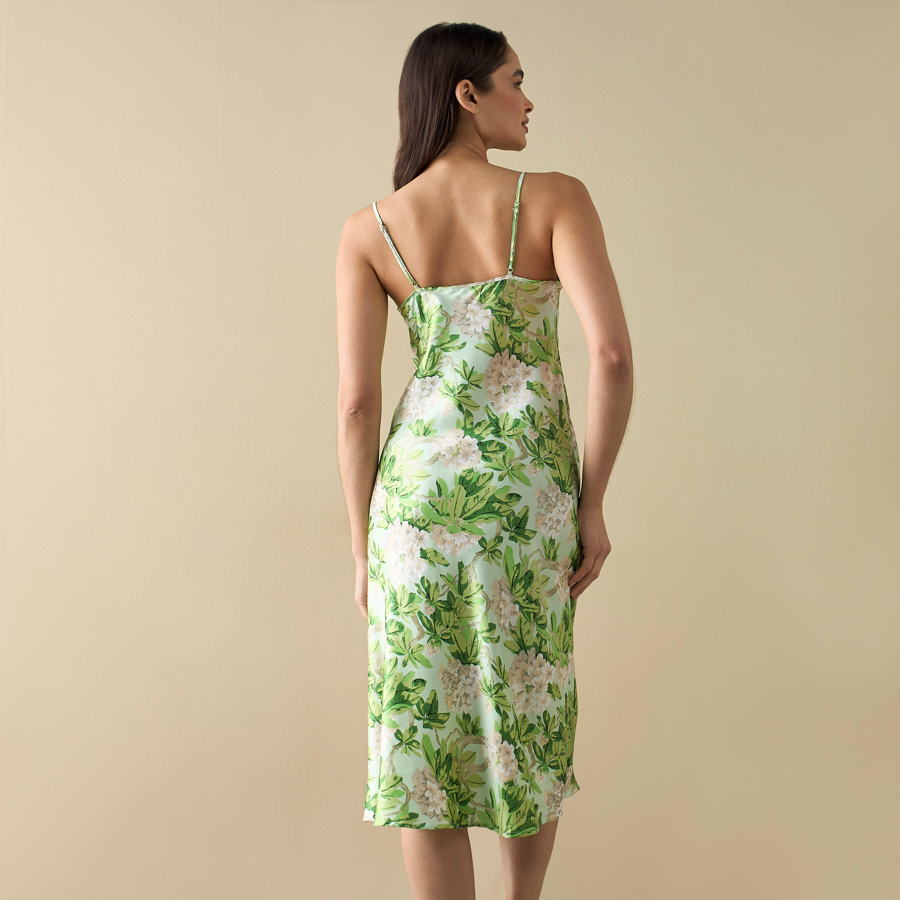 All-Over Floral Print Slip Dress with Cowl Neck and Spaghetti Straps-women-clothing-nightwear-nighties-image-3