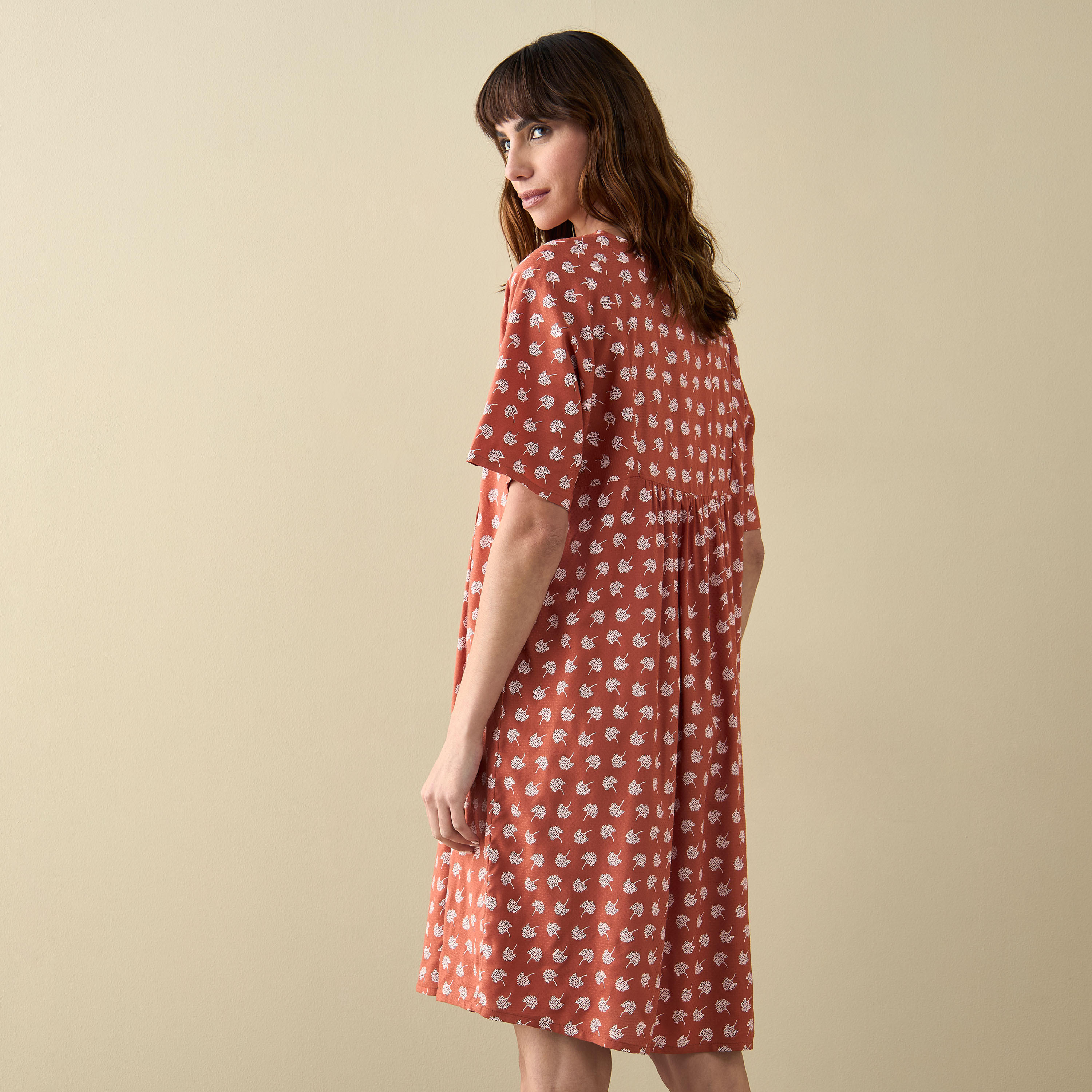 All-Over Leaf Print Sleepshirt with V-neck-women-clothing-nightwear-nighties-image-3