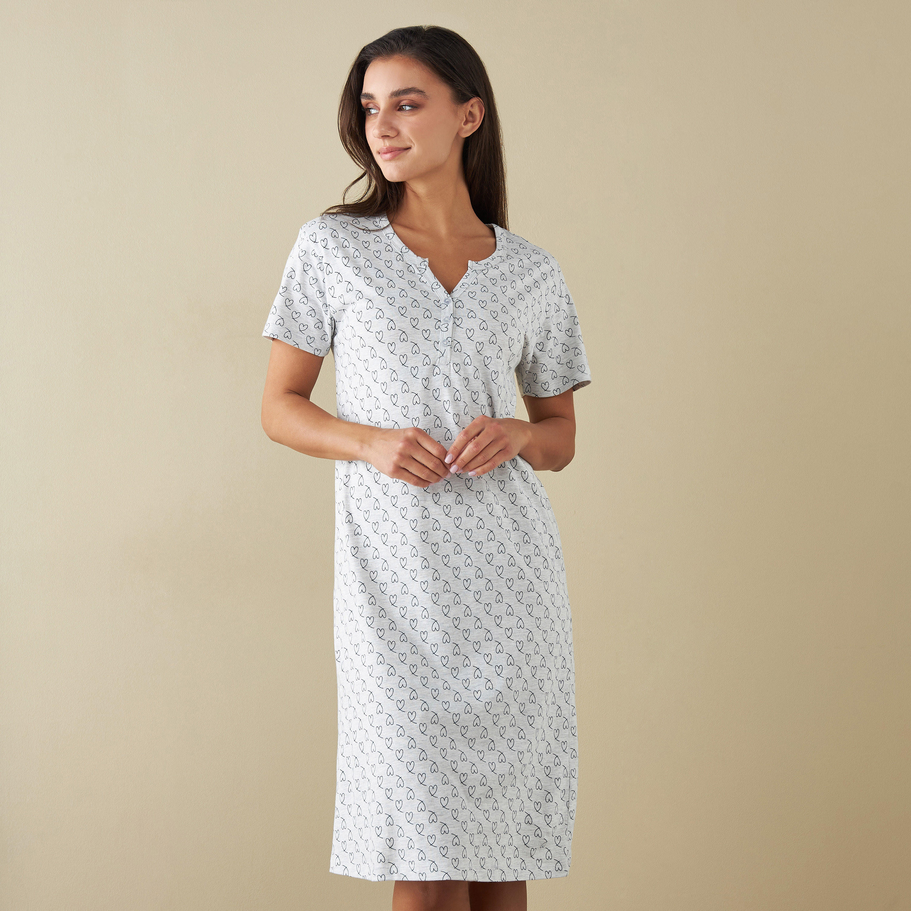 قميص نوم بأكمام قصيرة وطبعات-women-clothing-nightwear-nighties-image-1