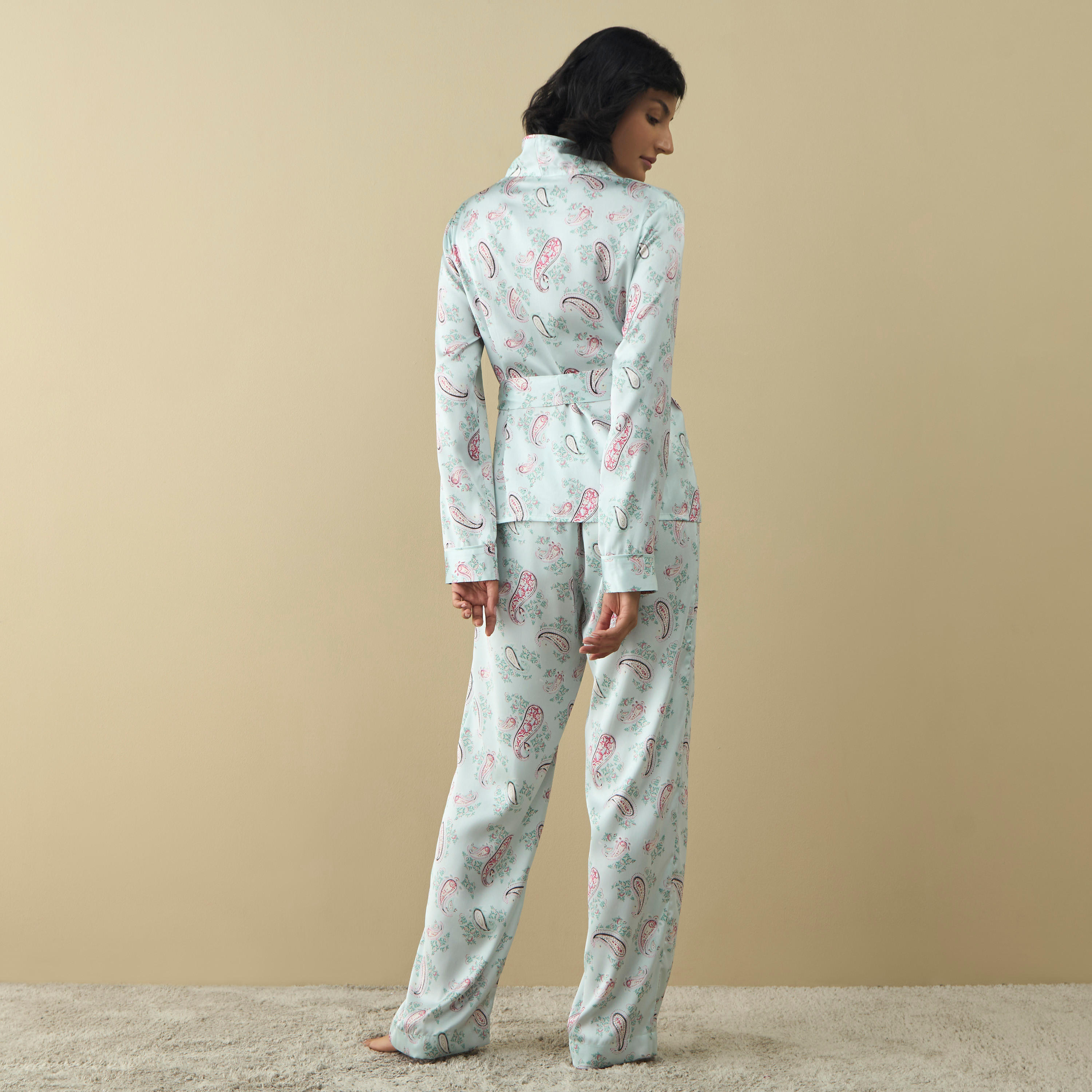 طقم بنطلون بيجاما وقميص بطبعات بيزلي وأربطة-women-clothing-nightwear-pyjamas-longsets-image-4