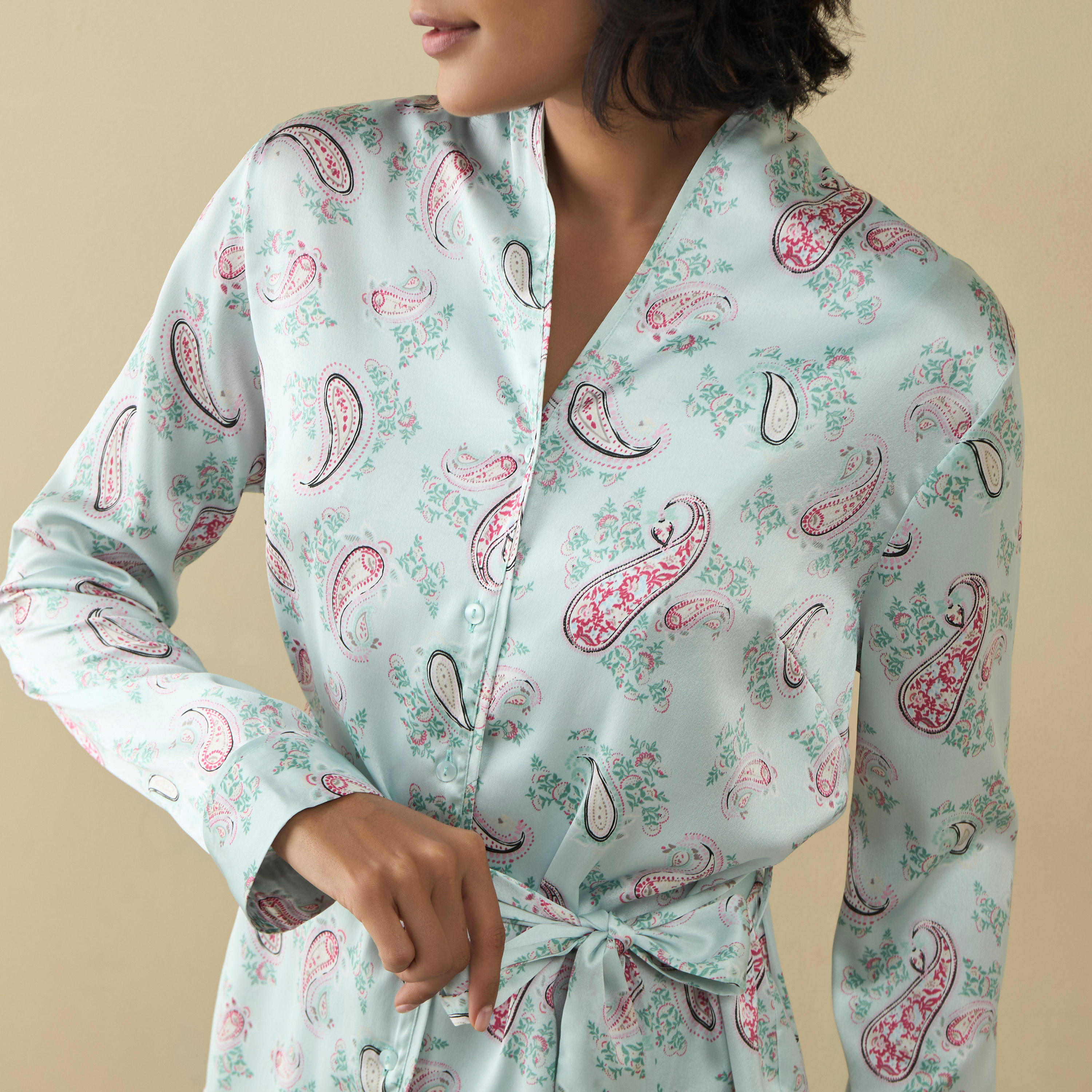 طقم بنطلون بيجاما وقميص بطبعات بيزلي وأربطة-women-clothing-nightwear-pyjamas-longsets-image-5