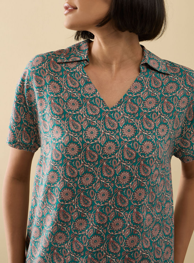 طقم بنطلون بيجاما وقميص نوم بطبعات بيزلي-women-clothing-nightwear-pyjamas-longsets-image-5