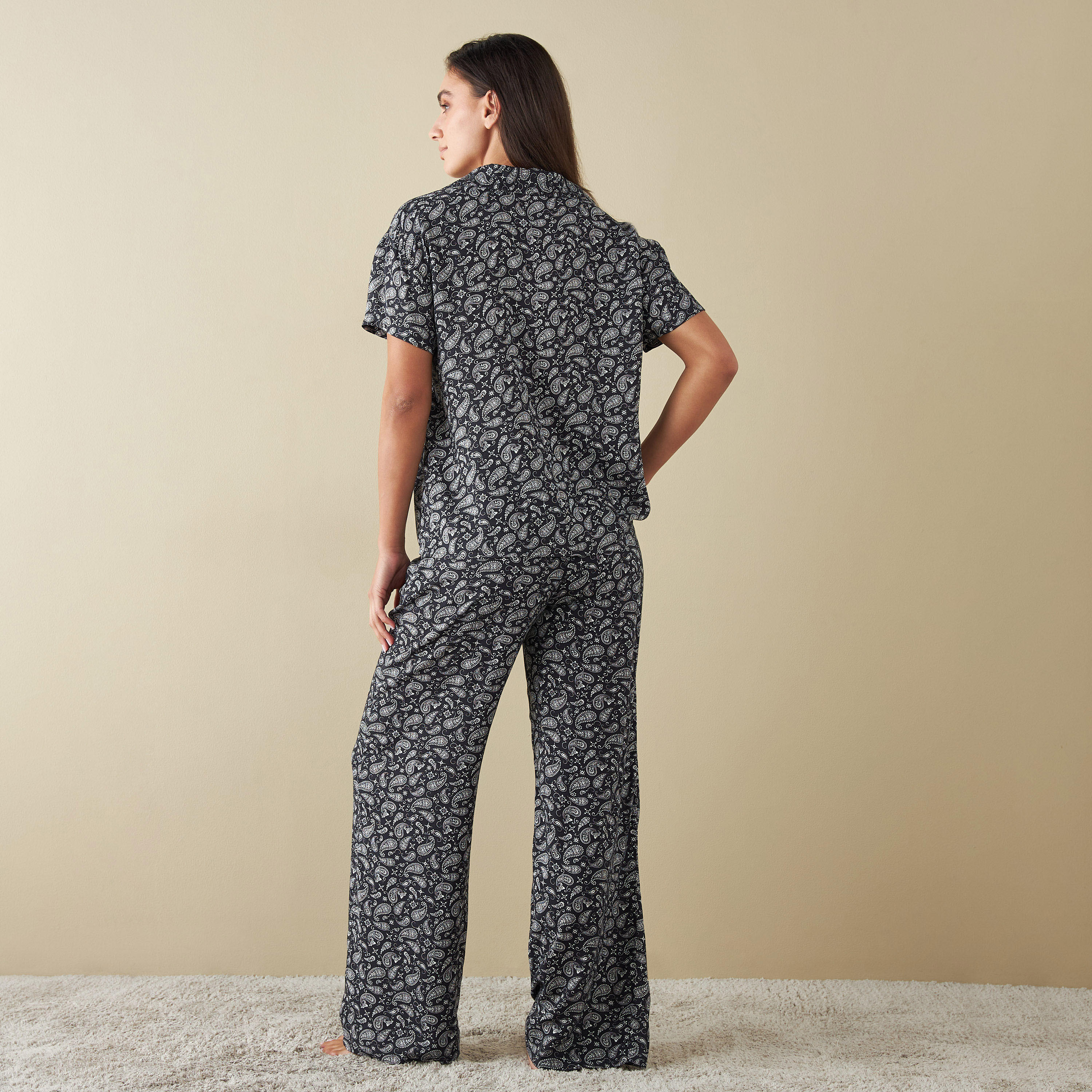 All-Over Paisely Print Shirt and Pyjama Set-cpwomen-clothing-nightwear-sets-image-4