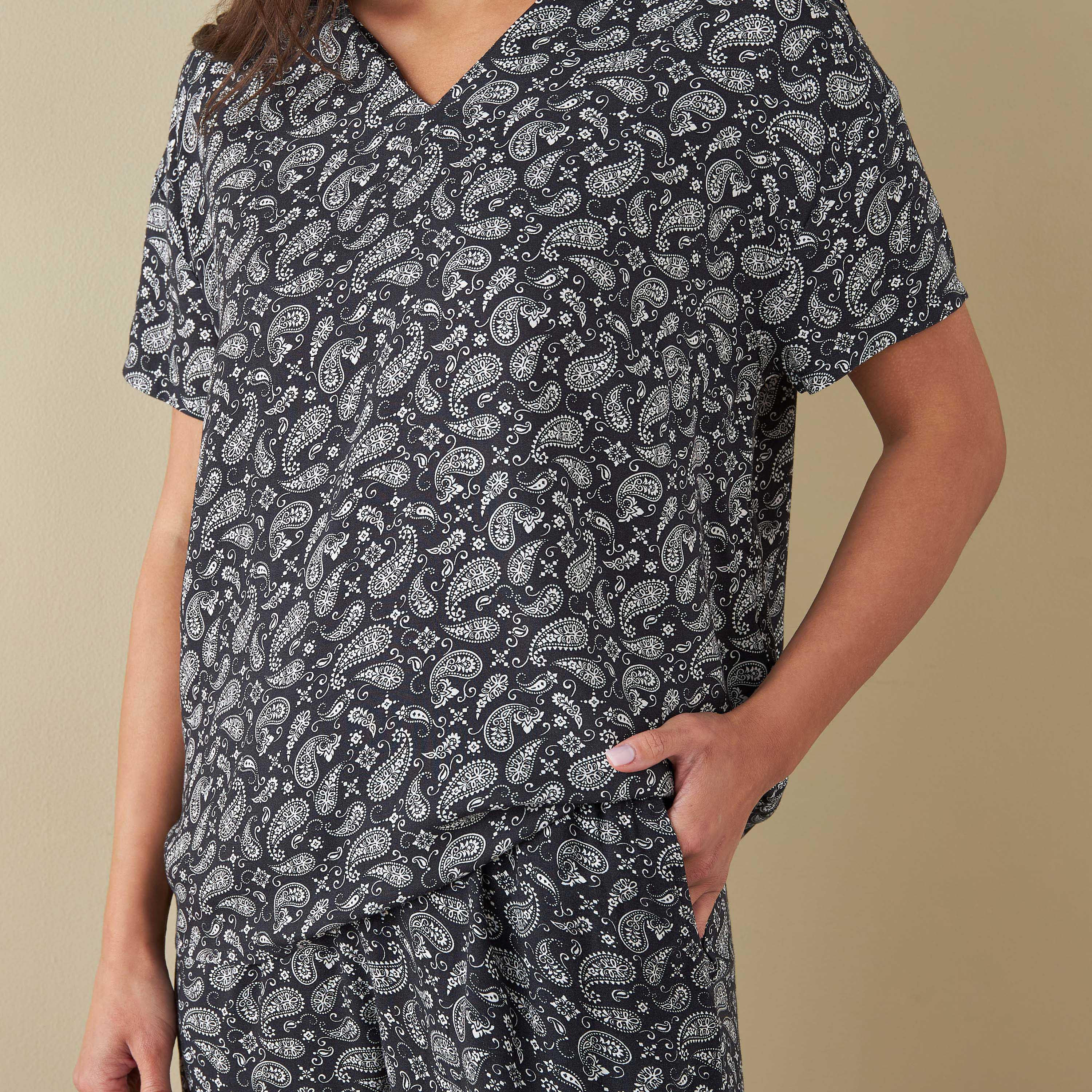 All-Over Paisely Print Shirt and Pyjama Set-cpwomen-clothing-nightwear-sets-image-5