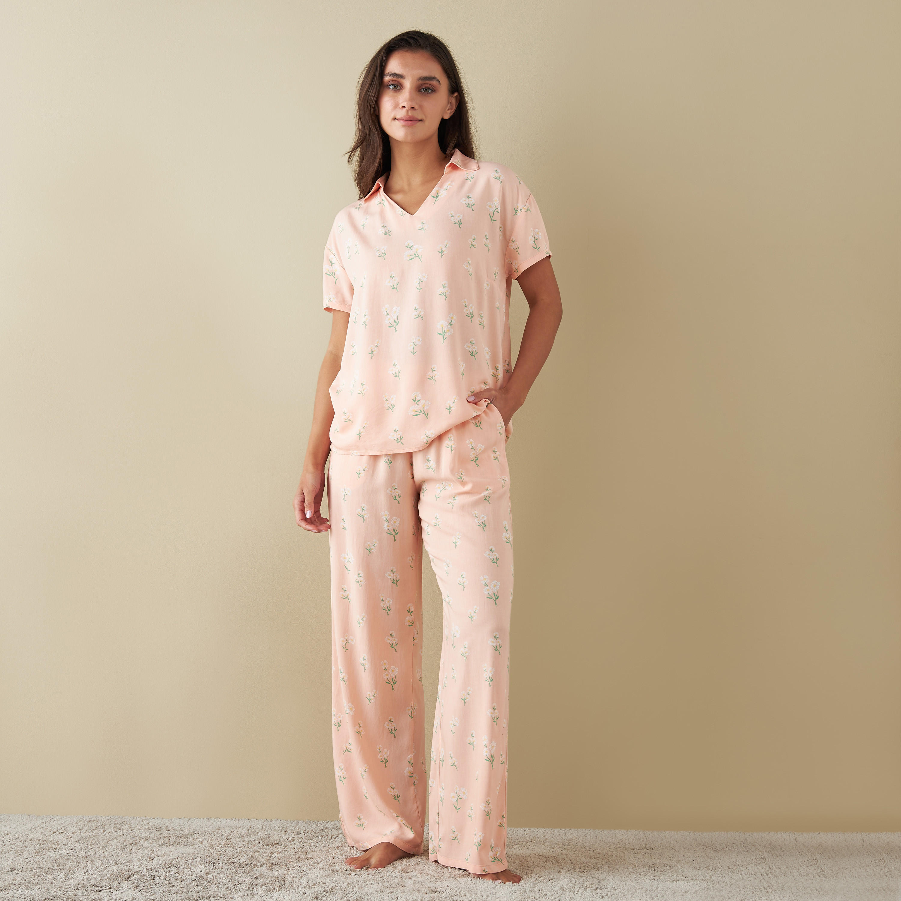 All-Over Floral Print Shirt and Pyjama Set-women-clothing-nightwear-pyjamas-longsets-image-1