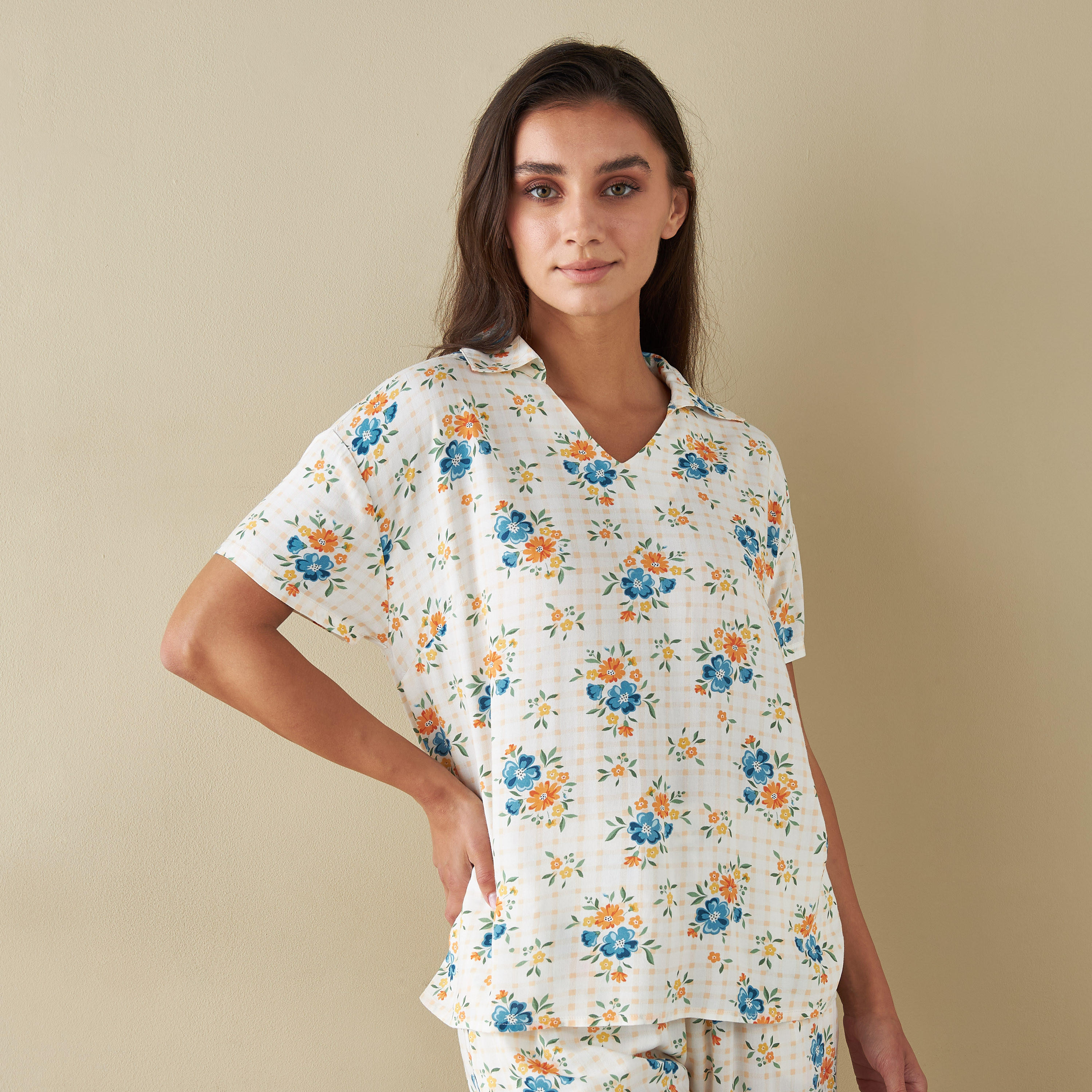 All-Over Floral Print Shirt and Pyjama Set-women-clothing-nightwear-pyjamas-longsets-image-2