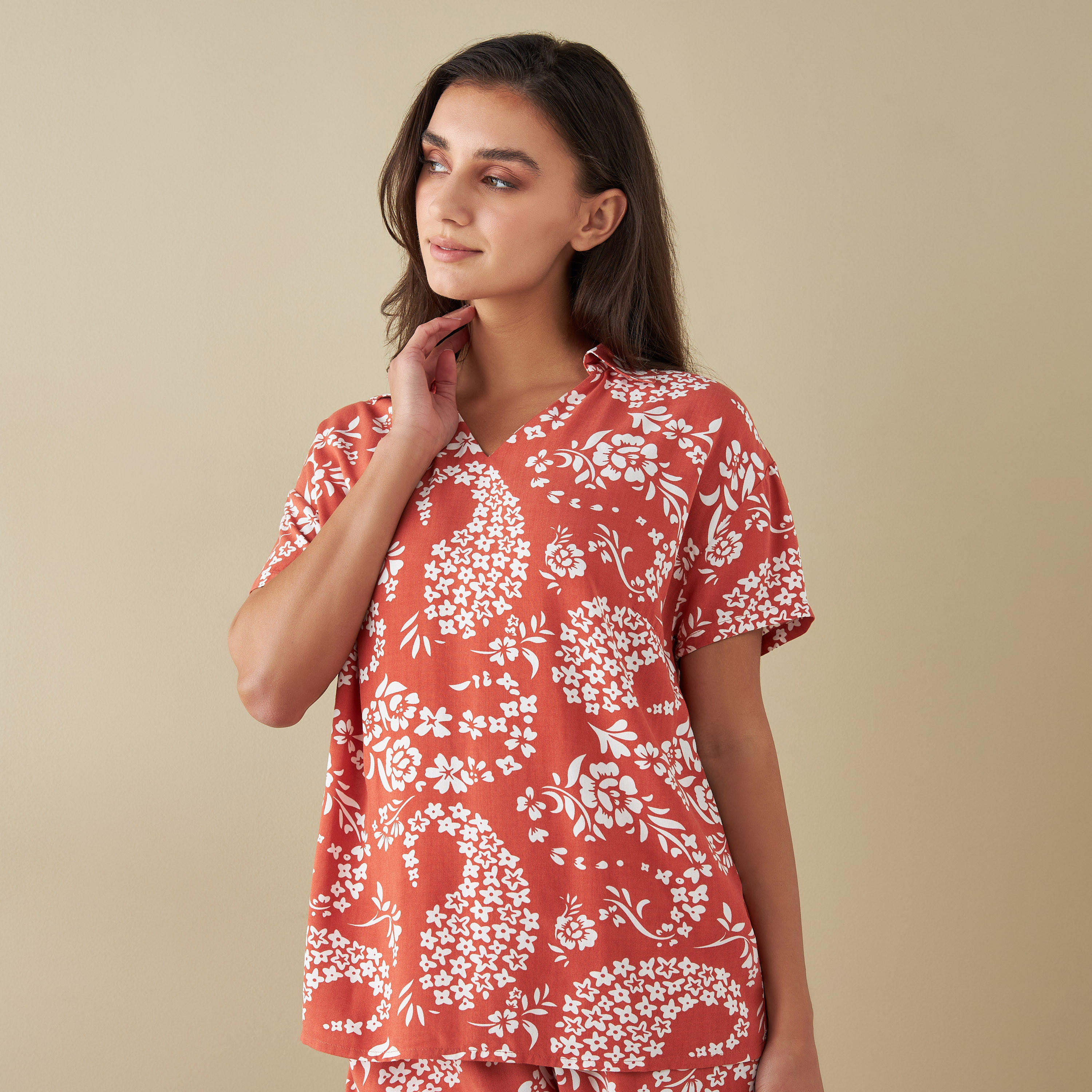 طقم بنطلون بيجاما وقميص نوم بطبعات بيزلي-women-clothing-nightwear-pyjamas-longsets-image-2